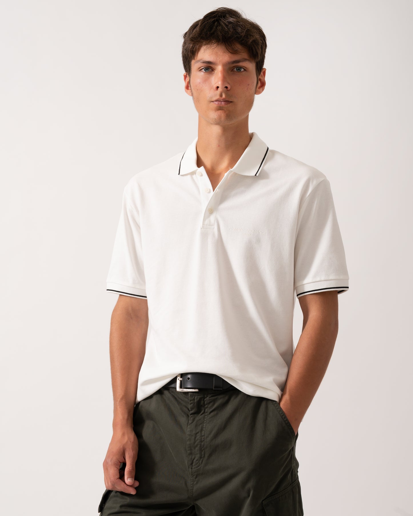 Armani Exchange Mens Regular Fit Mercerised Cotton Polo Shirt