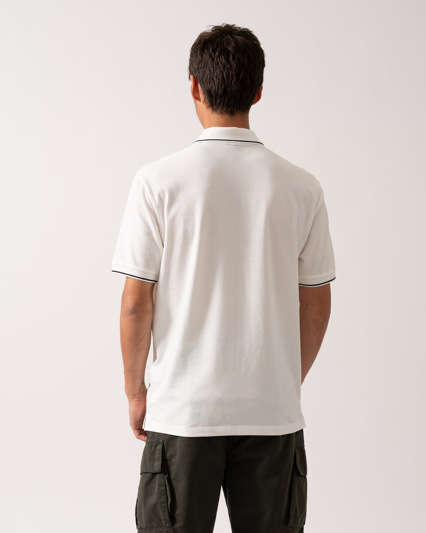 Armani Exchange Mens Regular Fit Mercerised Cotton Polo Shirt - Off White U0009