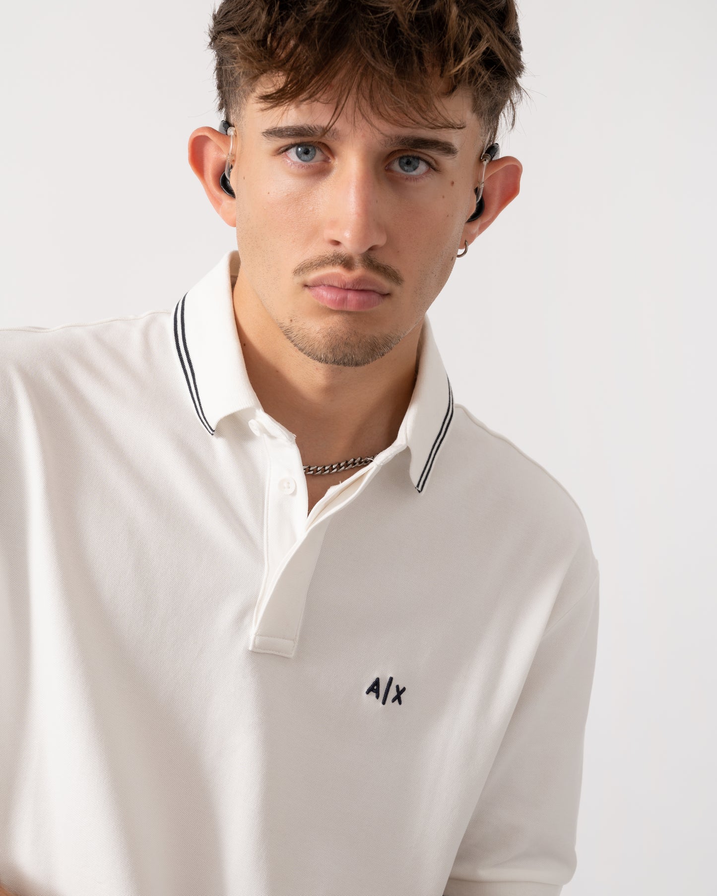 Armani Exchange Mens Polo Shirt XM001287-AF17321 - Off White U0009