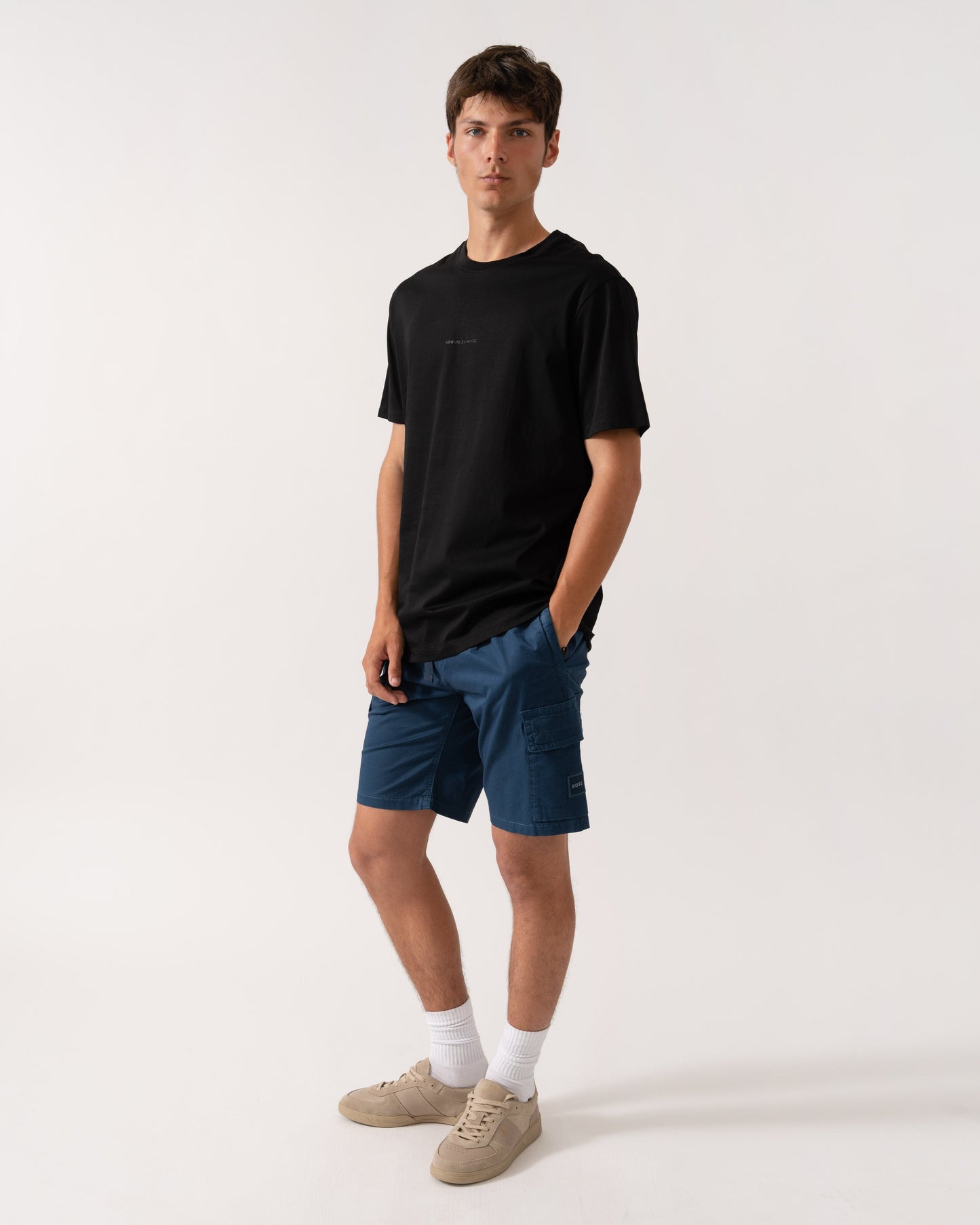 Armani Exchange Mens Regular Fit Mercerised Cotton T-Shirt - Black UC001