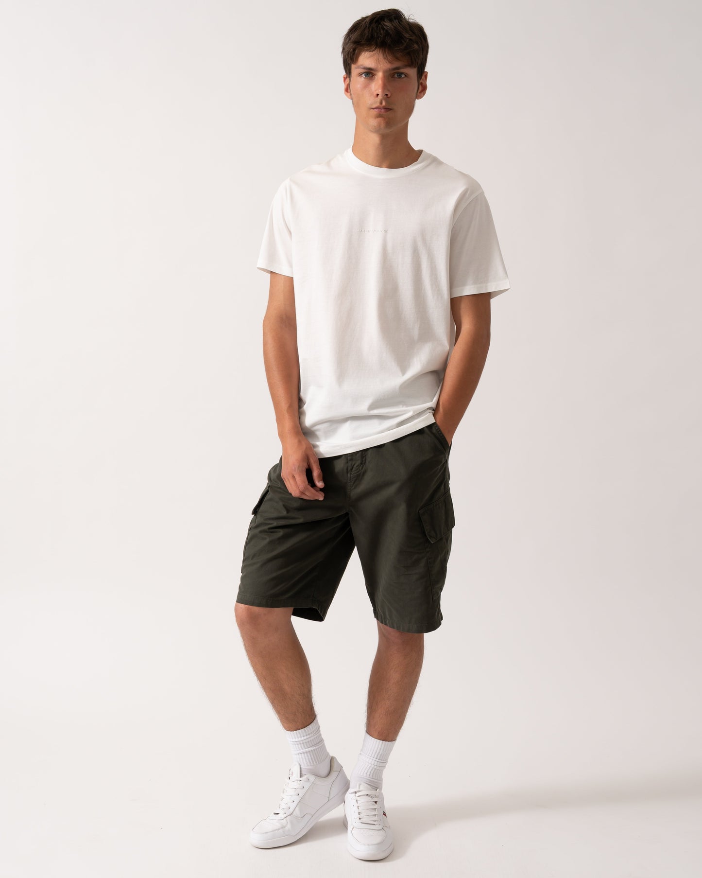 Armani Exchange Mens Regular Fit Mercerised Cotton T-Shirt - Off White U0009