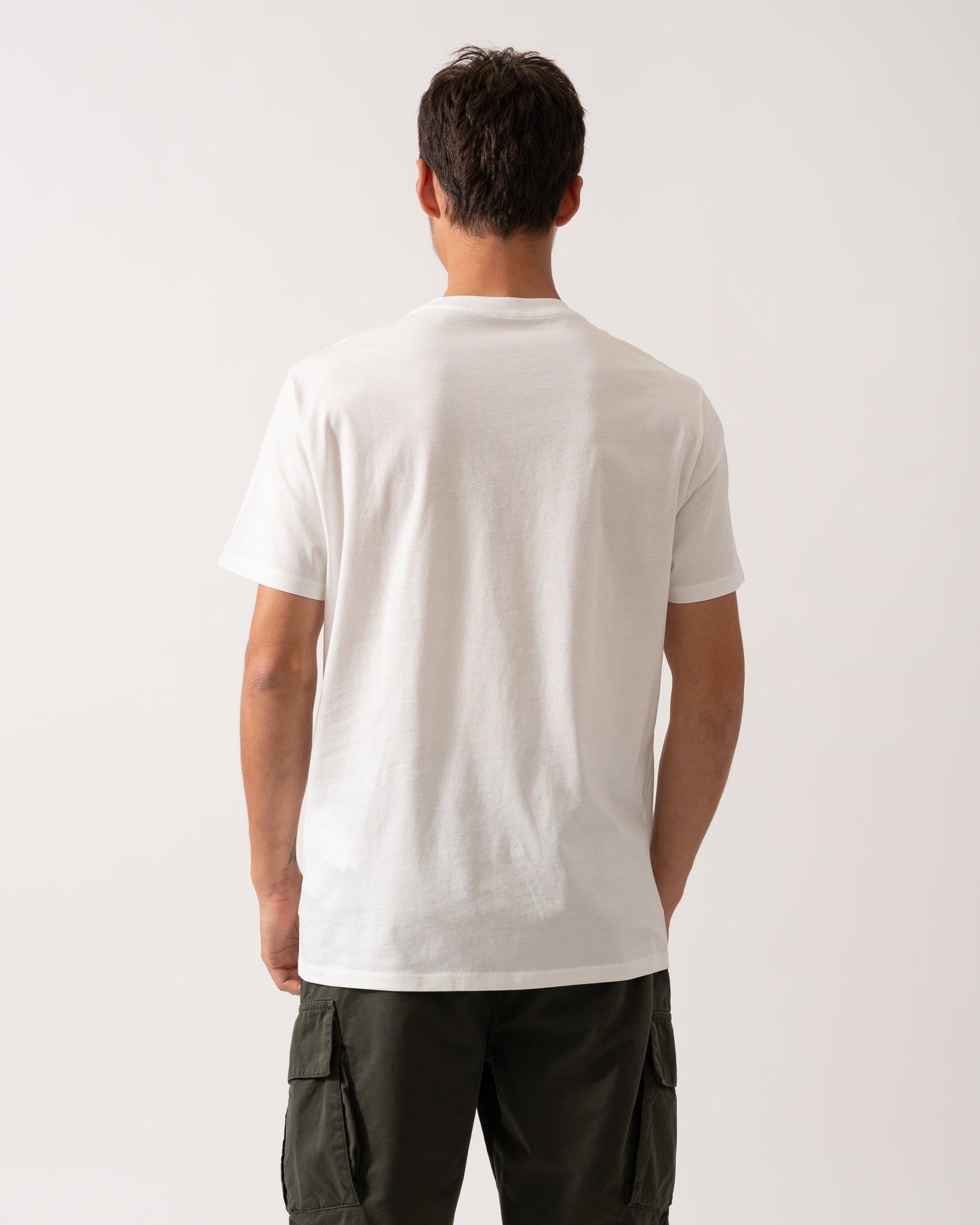 Armani Exchange Mens Regular Fit Mercerised Cotton T-Shirt - Off White U0009