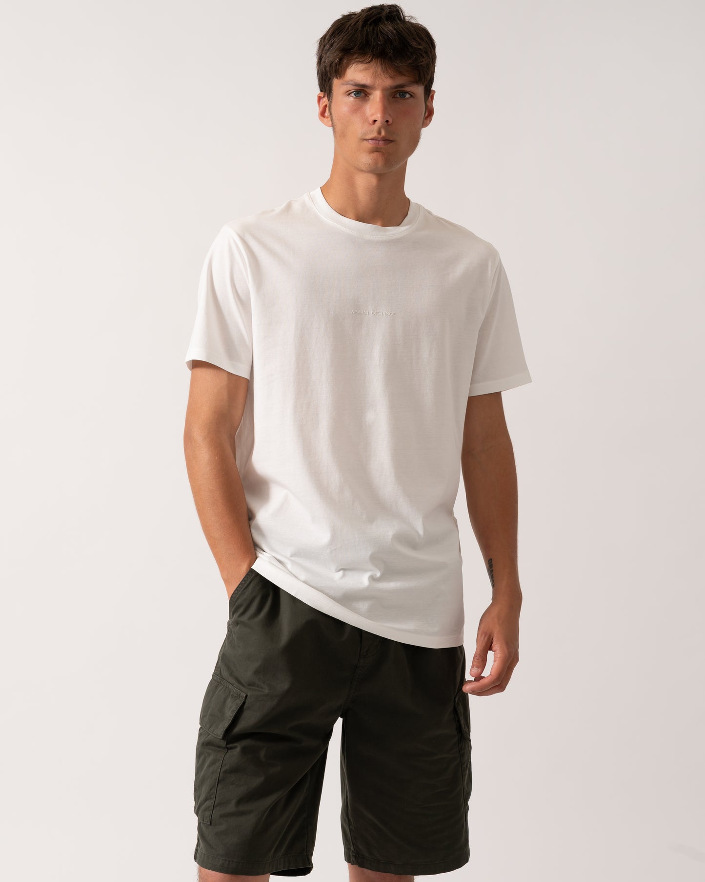Armani Exchange Mens Regular Fit Mercerised Cotton T-Shirt