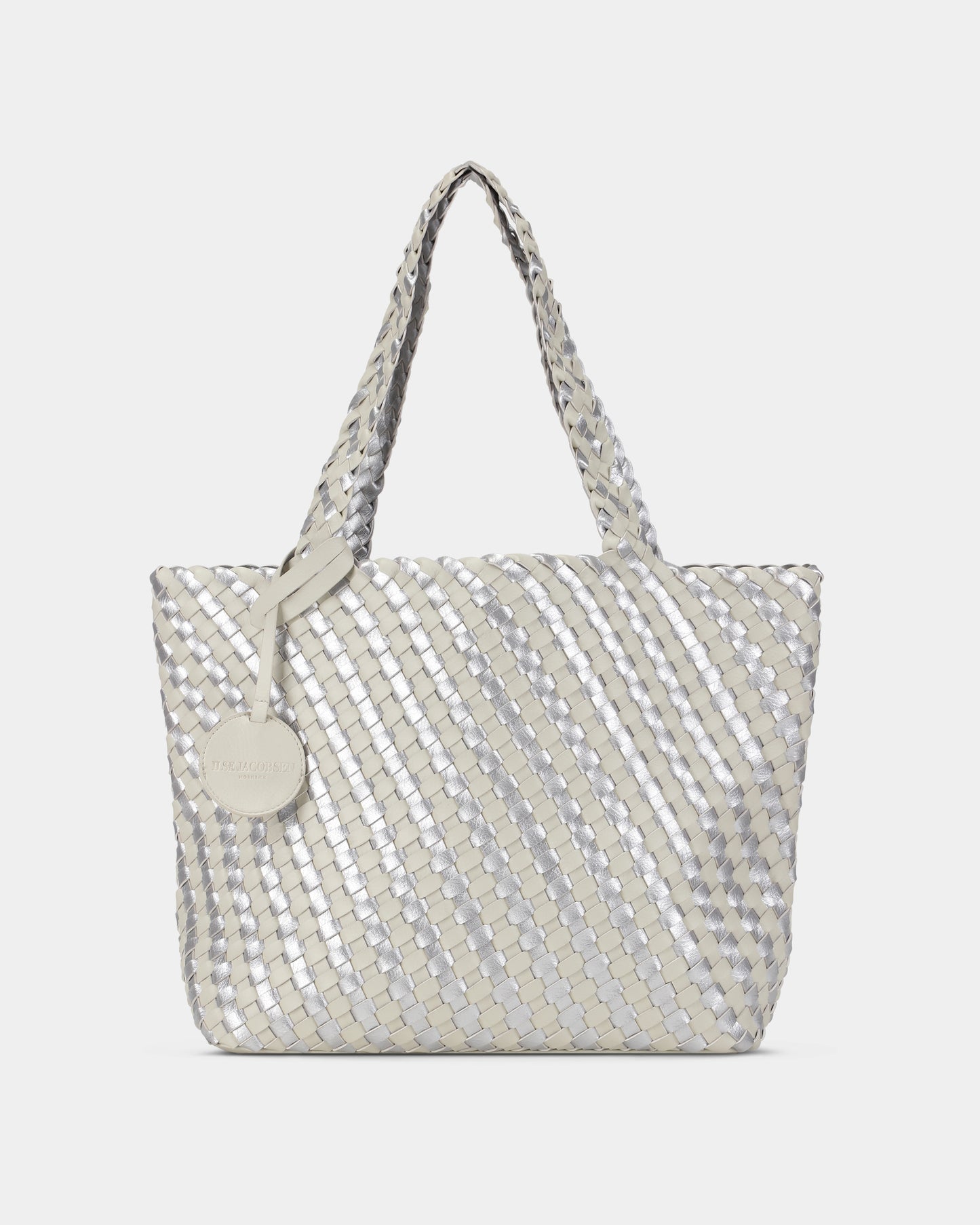 Ilse Jacobsen Reversable Dual Colour Womens Braided Shopper - Milk Creme Silver 121710
