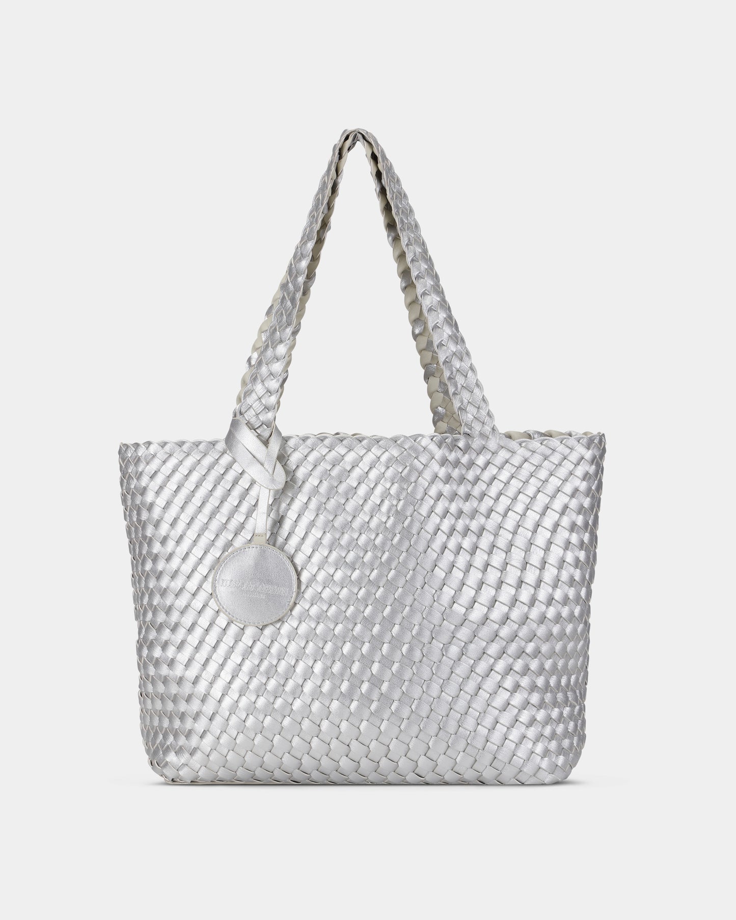 Ilse Jacobsen Reversable Dual Colour Womens Braided Shopper - Milk Creme Silver 121710