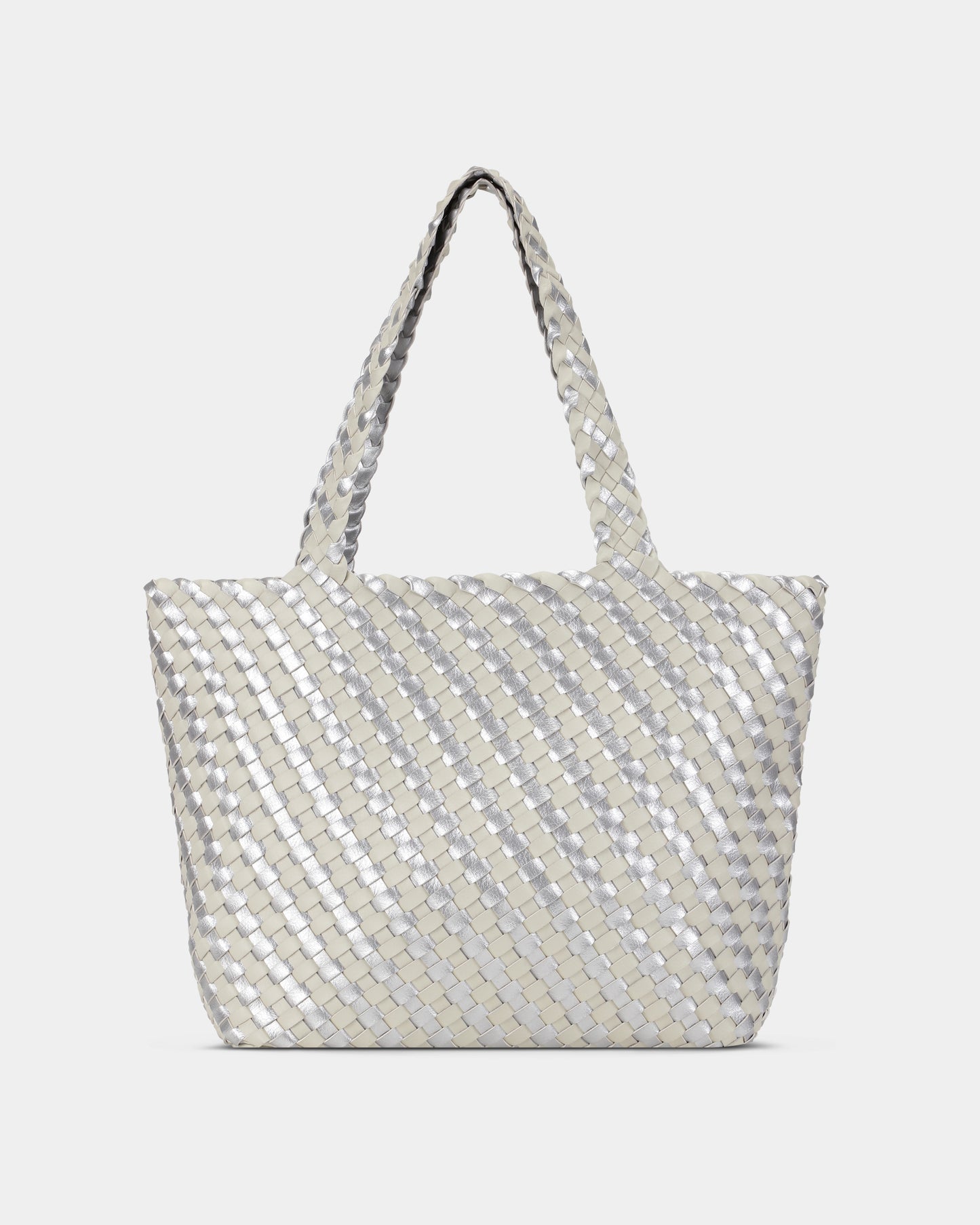 Ilse Jacobsen Reversable Dual Colour Womens Braided Shopper - Milk Creme Silver 121710