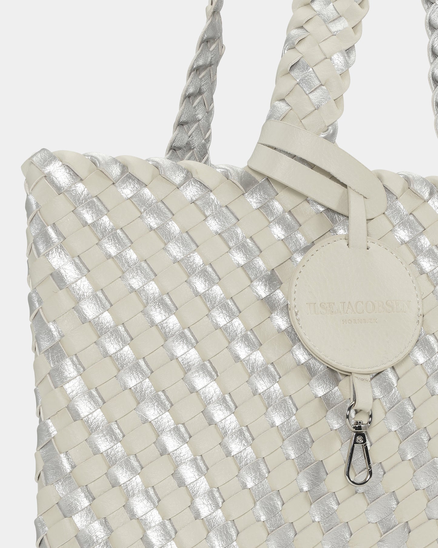 Ilse Jacobsen Reversable Dual Colour Womens Braided Shopper - Milk Creme Silver 121710
