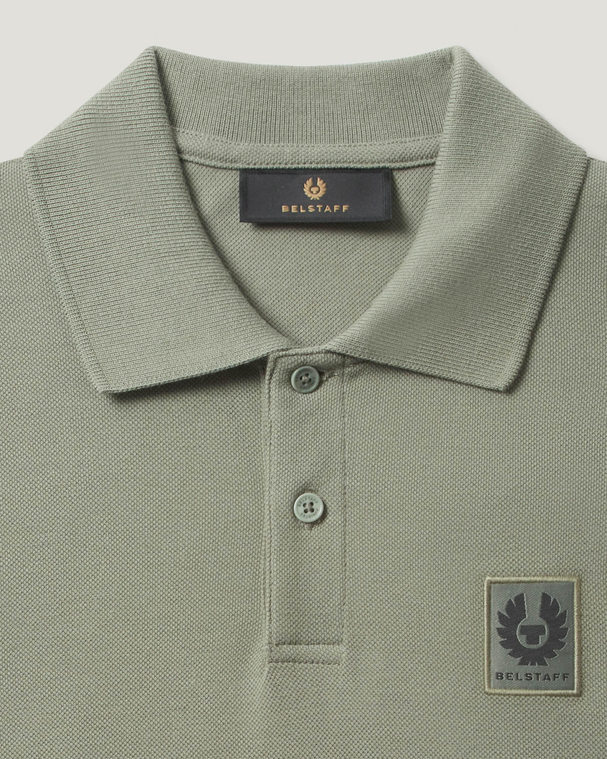 Belstaff Long Sleeved Mens Essentials Polo - Sage Green