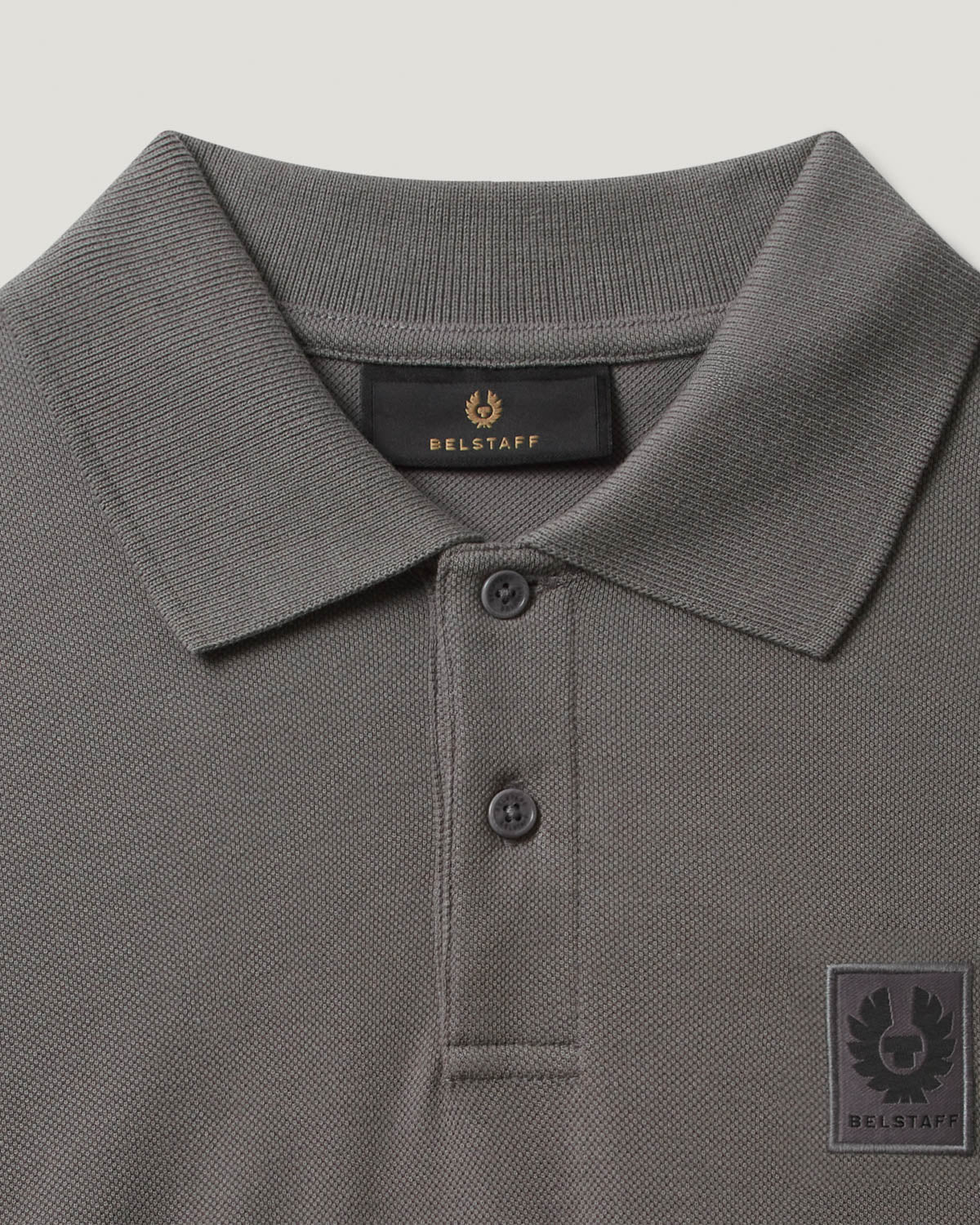 Belstaff Long Sleeved Mens Essentials Polo - Tornado Grey