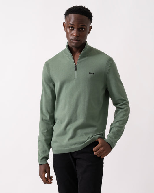 BOSS Green Ever-X Mens Quarter Zip Jumper - Open Green 358