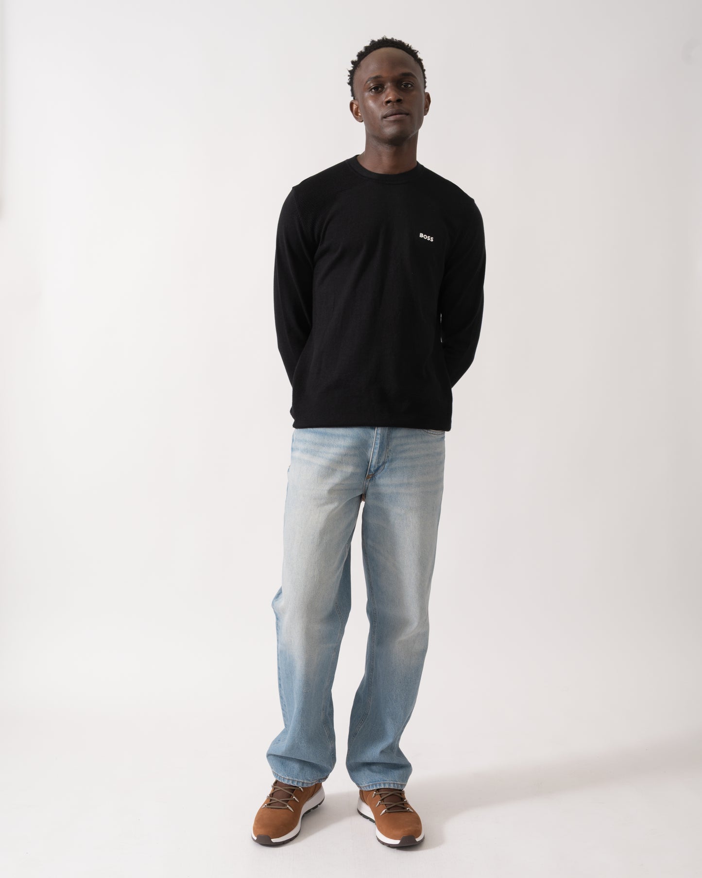 BOSS Green Momentum-Lite Crew Neck Mens Jumper - Black 001