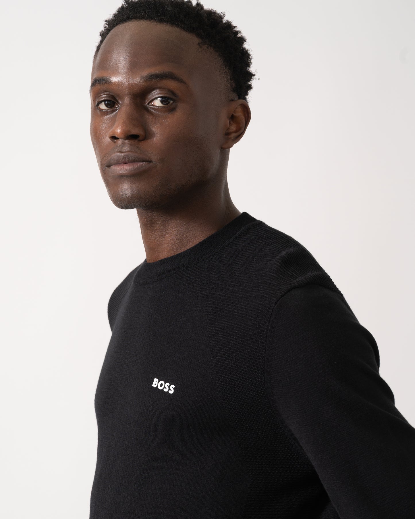 BOSS Green Momentum-Lite Crew Neck Mens Jumper - Black 001