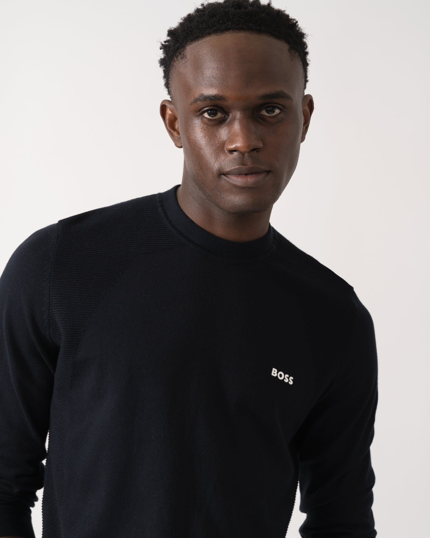 BOSS Green Momentum-Lite Crew Neck Mens Jumper - Dark Blue 402