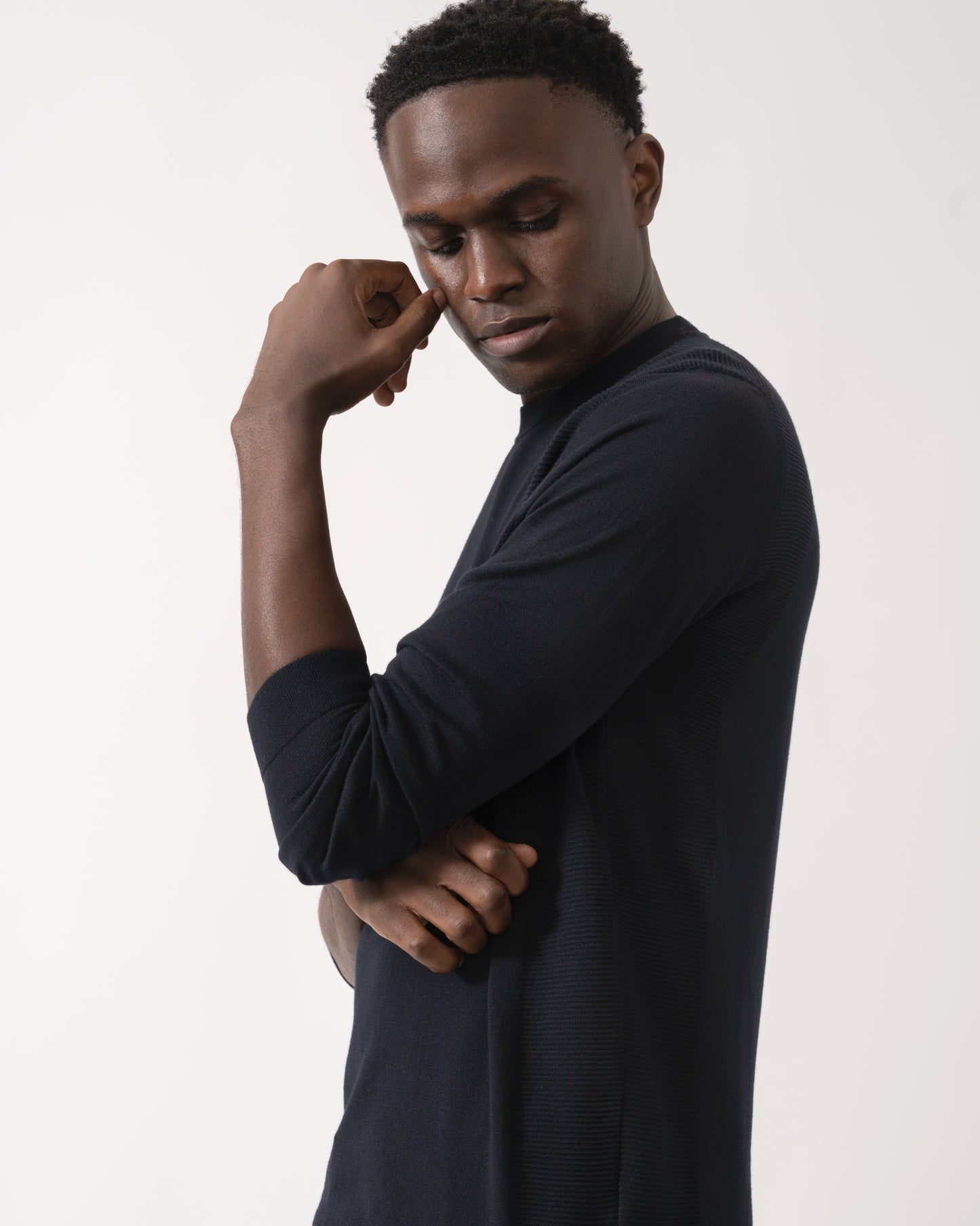 BOSS Green Momentum-Lite Crew Neck Mens Jumper - Dark Blue 402