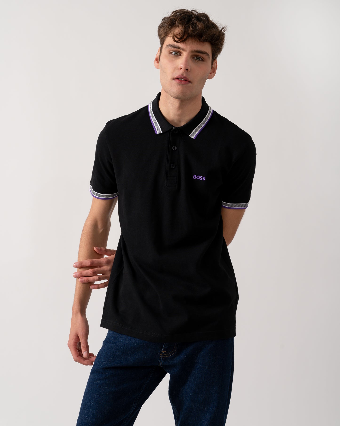 BOSS Green Paddy Mens Cotton-Piqué Polo Shirt with Contrast Logo