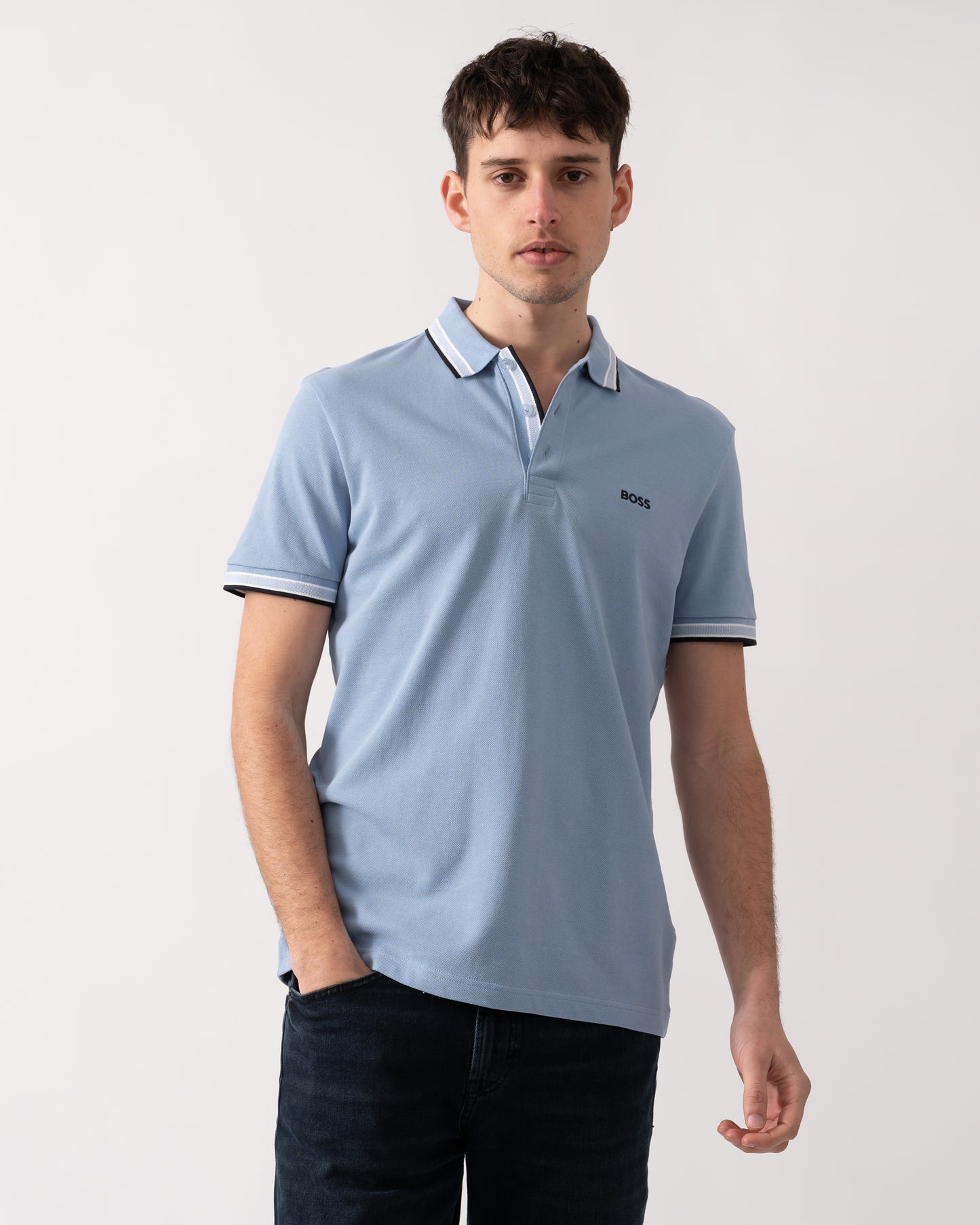 BOSS Green Paddy Mens Cotton-Piqué Polo Shirt with Contrast Logo
