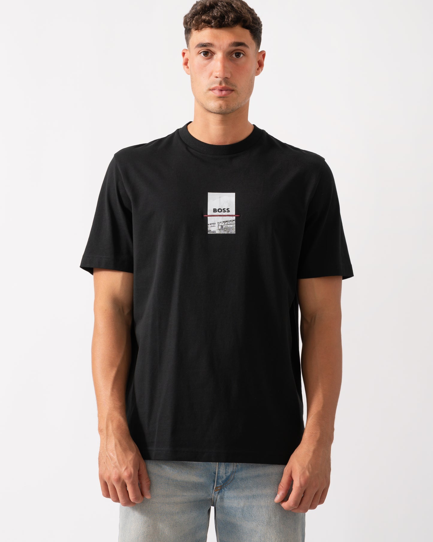 BOSS Green Tee Photoprint Mens T-Shirt - Black 001