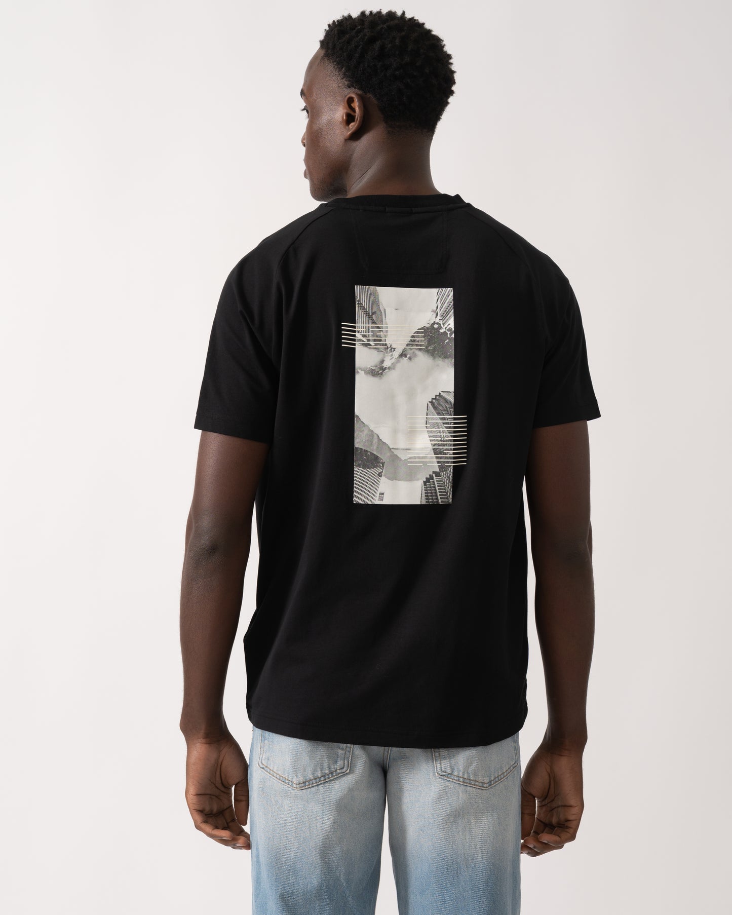 BOSS Green Zone Stripe Mens T-Shirt with Decorative Reflective Accents - Black 001