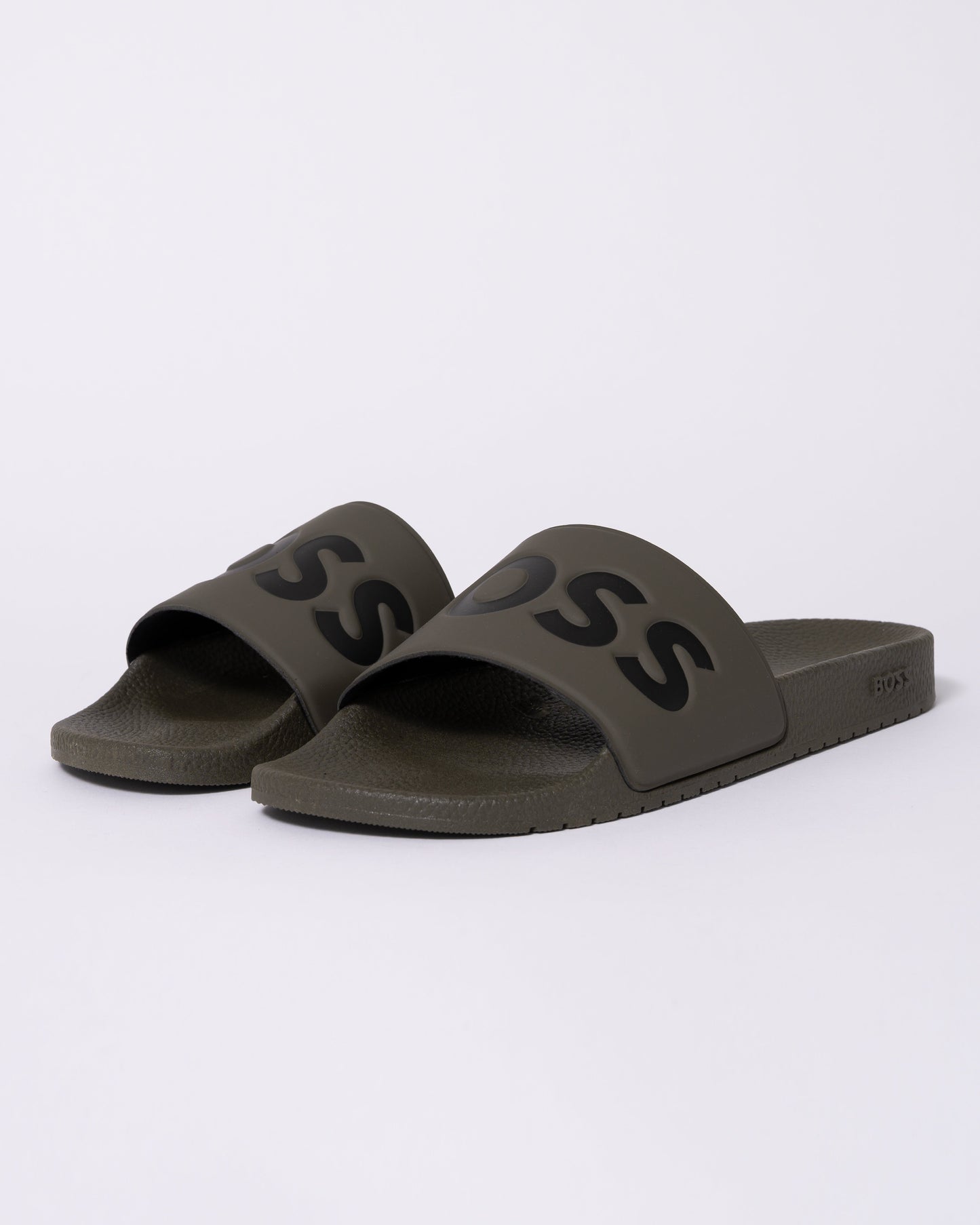 BOSS Orange Aryeh Mens Italian-Made Slides With Large Logo Detail - Medium Brown 210