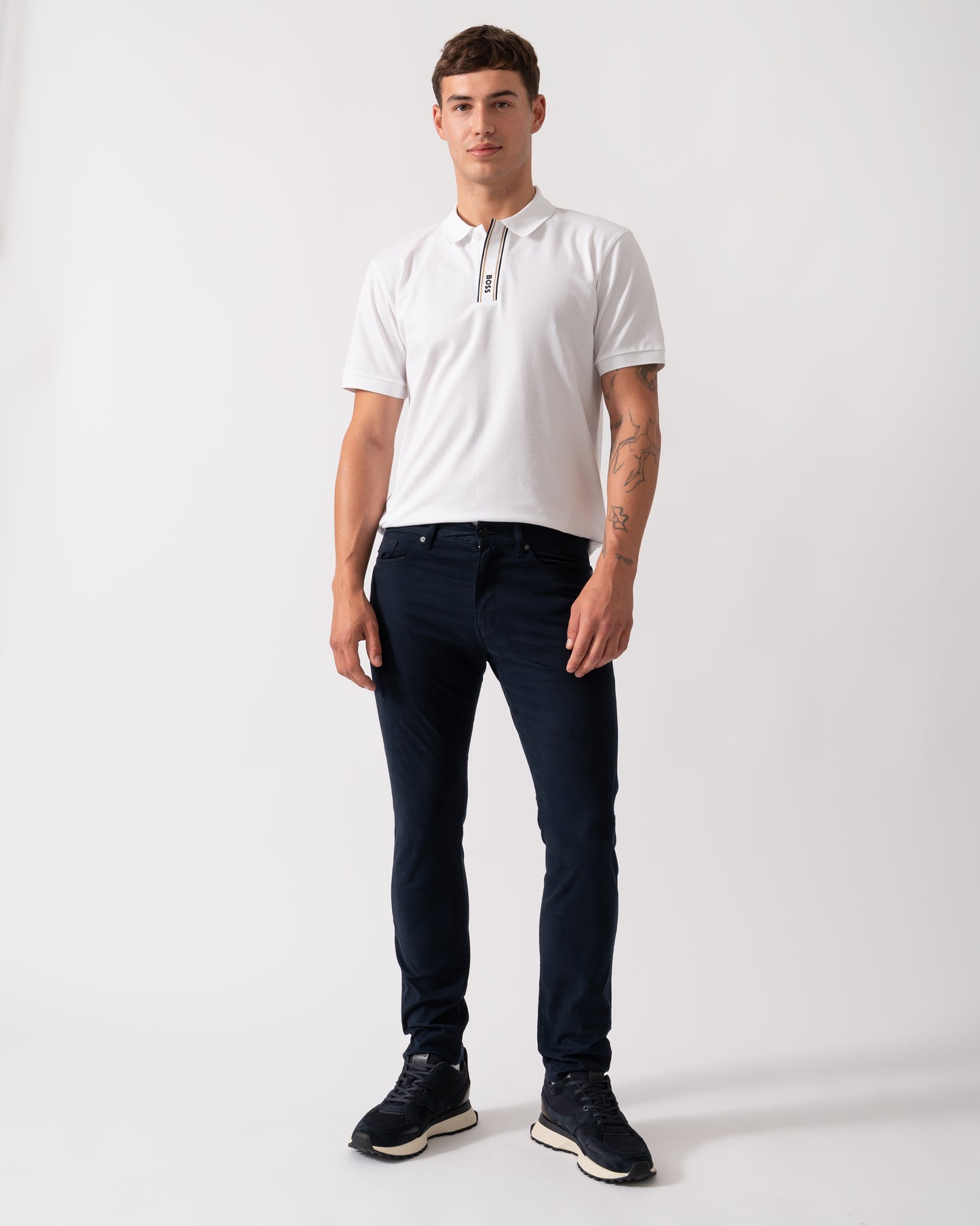 BOSS Orange Delaware Mens Slim-Fit Trousers in Stretch-Cotton Moleskin  - Dark Blue 404