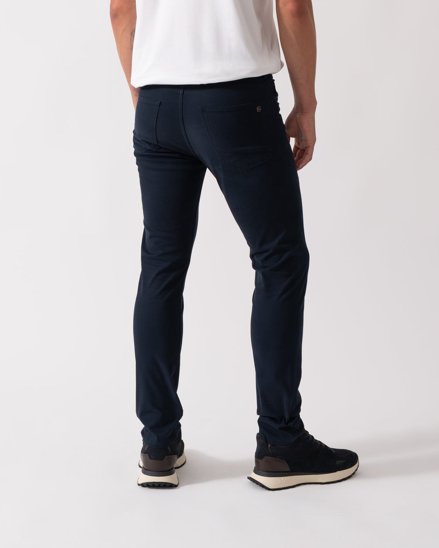 BOSS Orange Delaware Mens Slim-Fit Trousers in Stretch-Cotton Moleskin  - Dark Blue 404