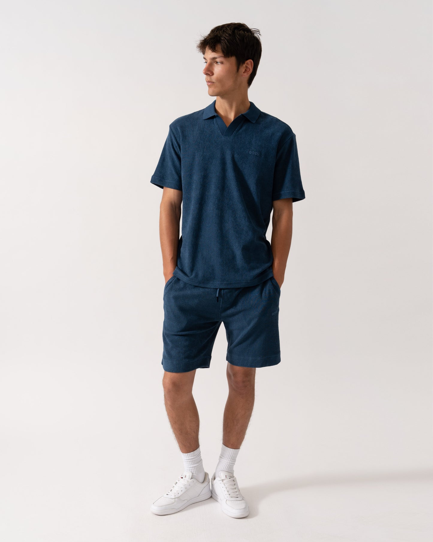 BOSS Orange Doubletowel Mens Shorts - Open Blue 466