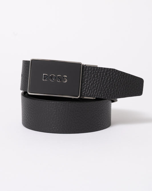 BOSS Orange Icon-M Mens Leather Belt - Black 001