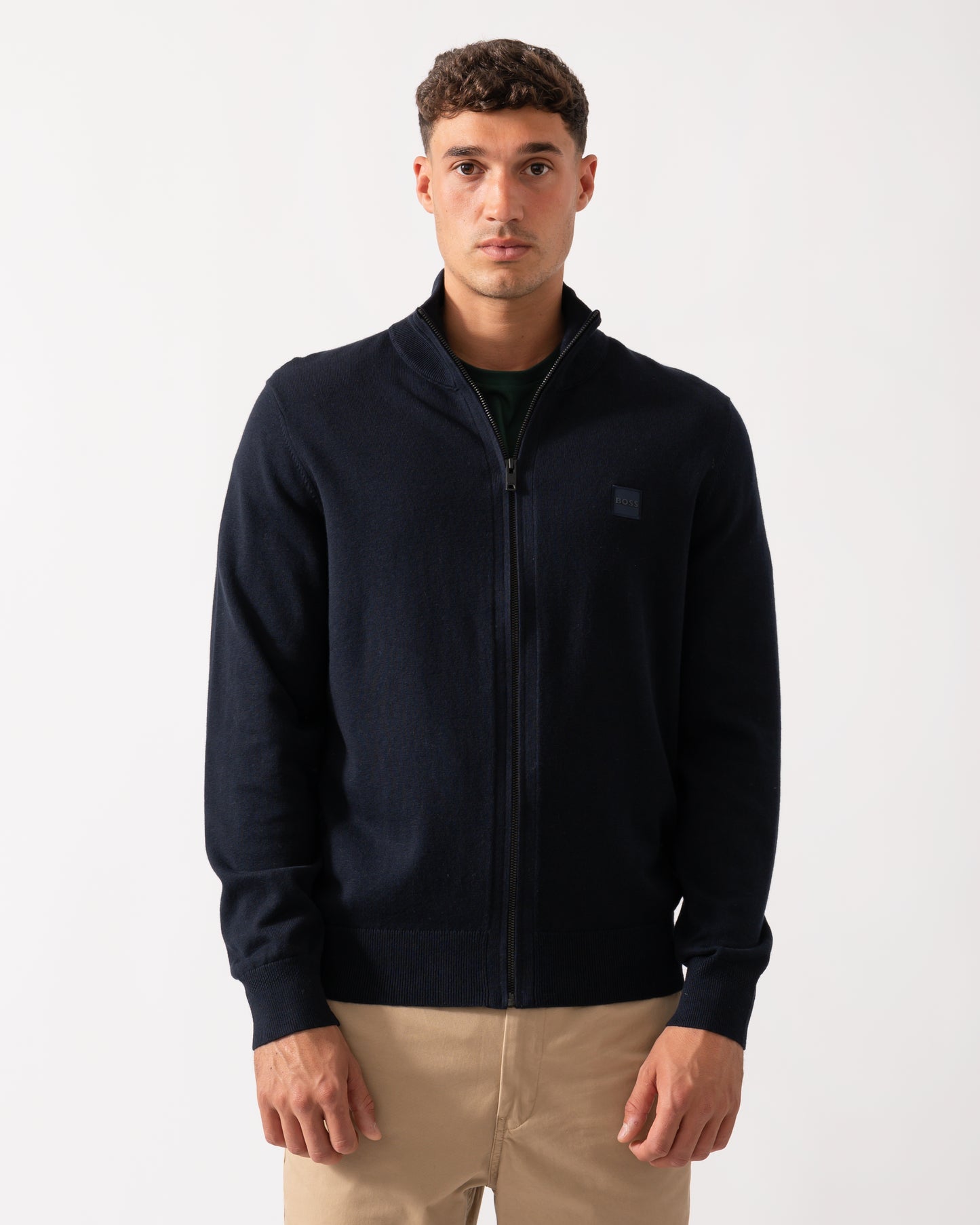 BOSS Orange Kanozip Mens Full Zip Jumper - Dark Blue 404