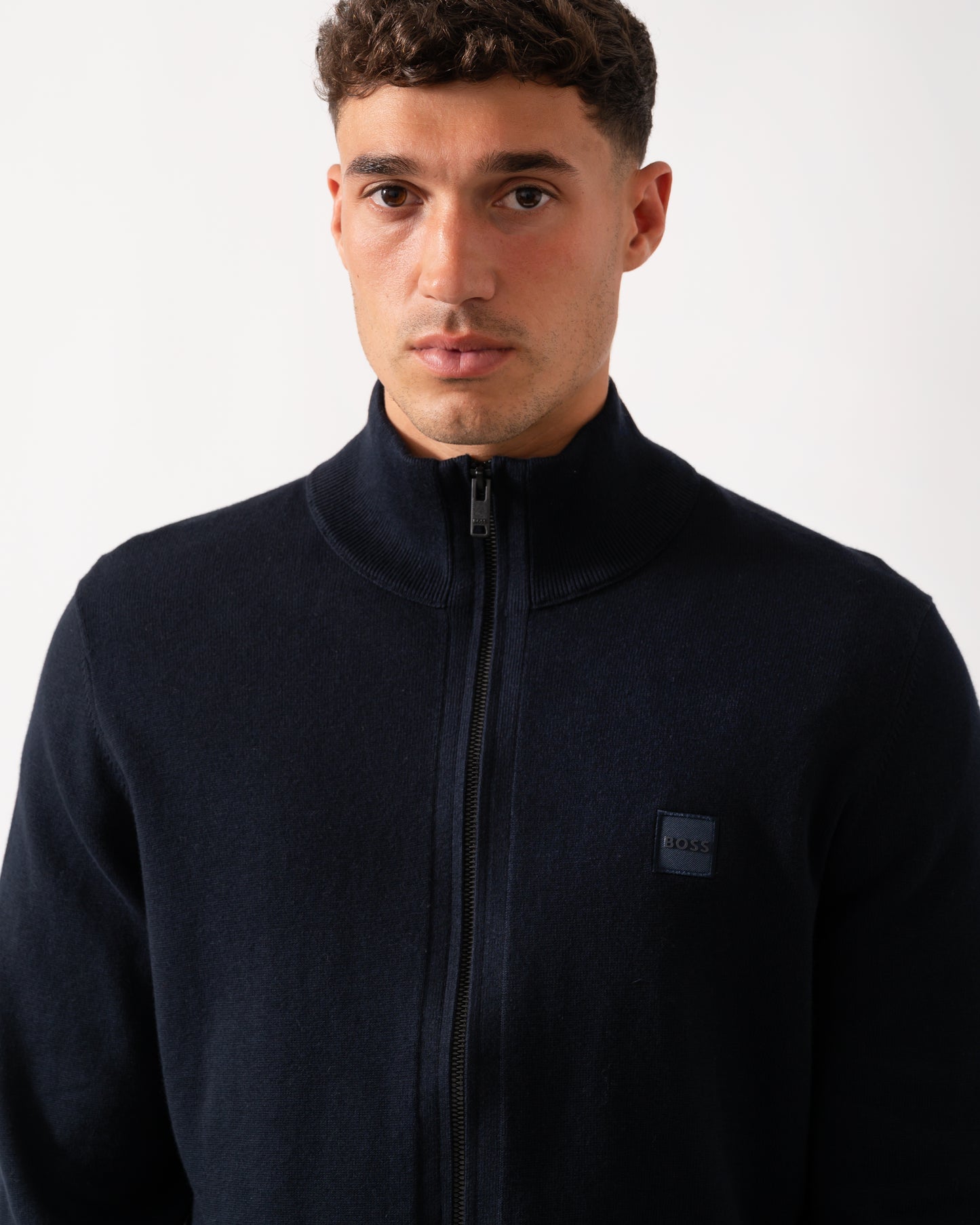 BOSS Orange Kanozip Mens Full Zip Jumper - Dark Blue 404