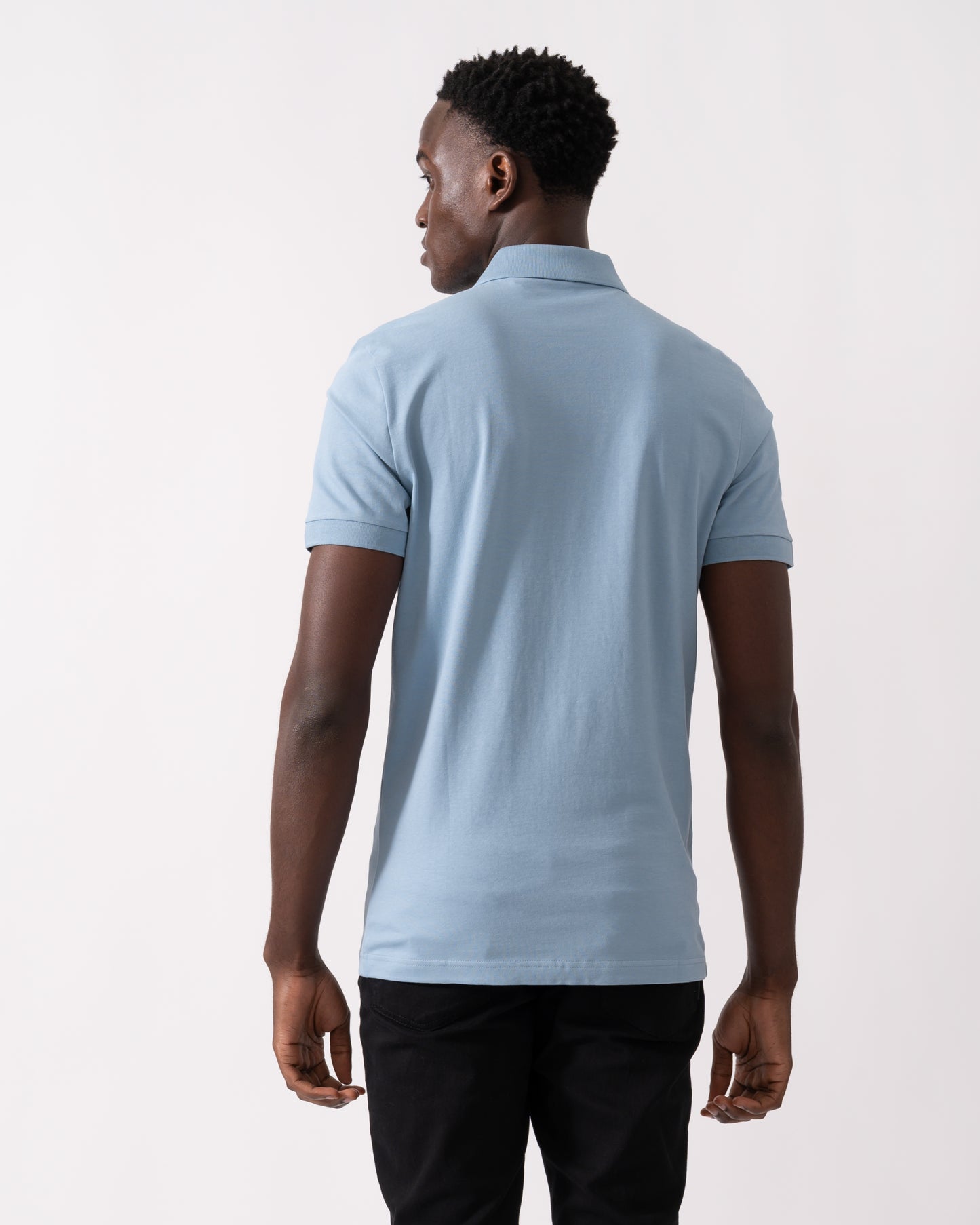 BOSS Orange Passenger Mens Stretch-Cotton Slim-Fit Polo Shirt with Logo Patch - Light/Pastel Blue 451