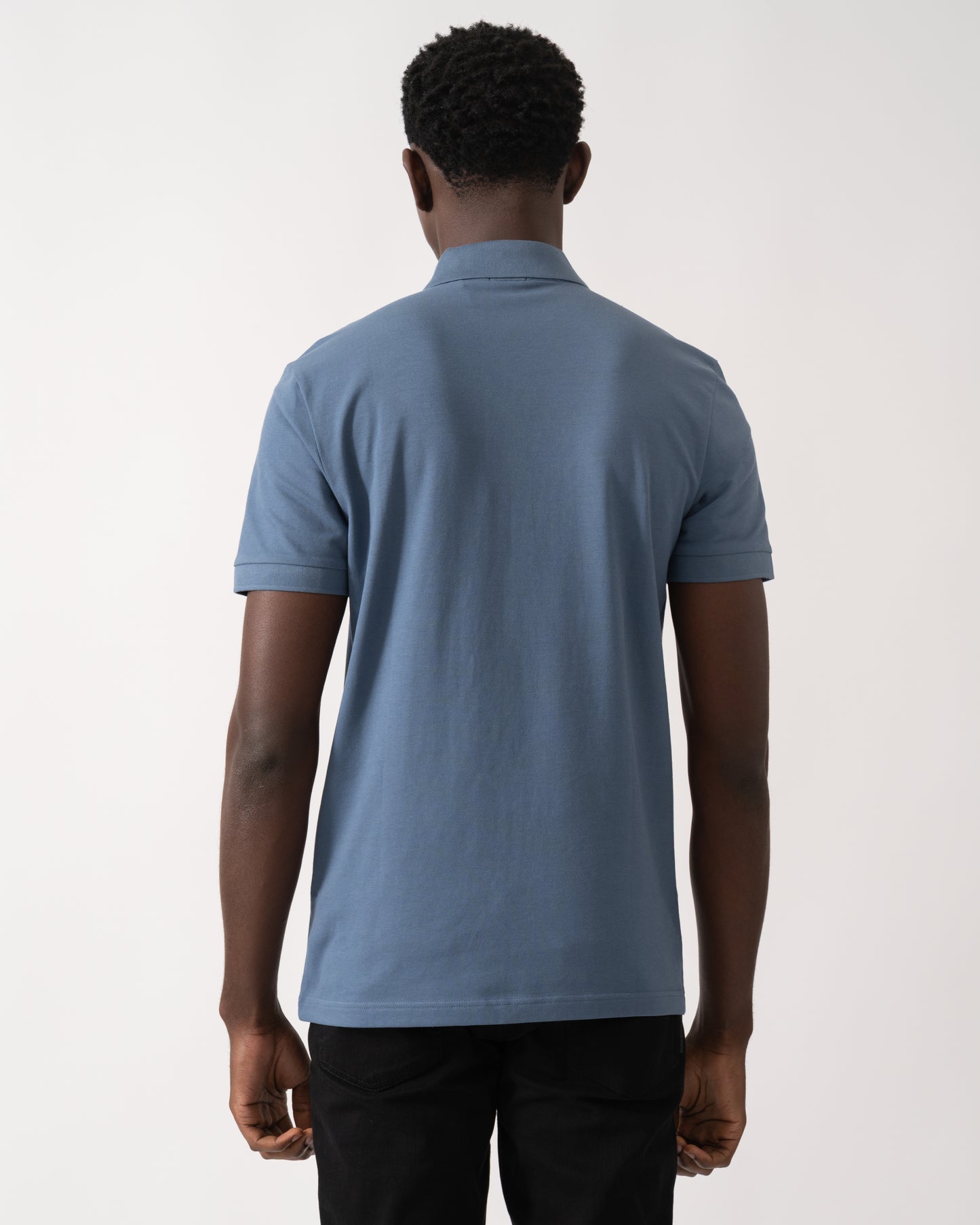 BOSS Orange Passenger Mens Stretch-Cotton Slim-Fit Polo Shirt with Logo Patch - Open Blue 495