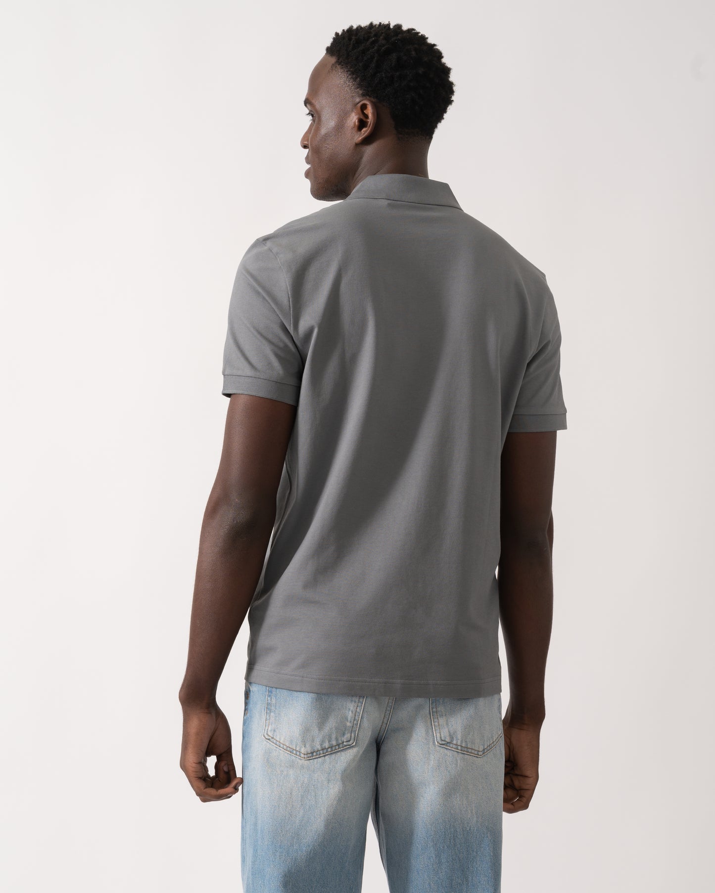 BOSS Orange Passenger Mens Stretch-Cotton Slim-Fit Polo Shirt with Logo Patch - Open Grey 062