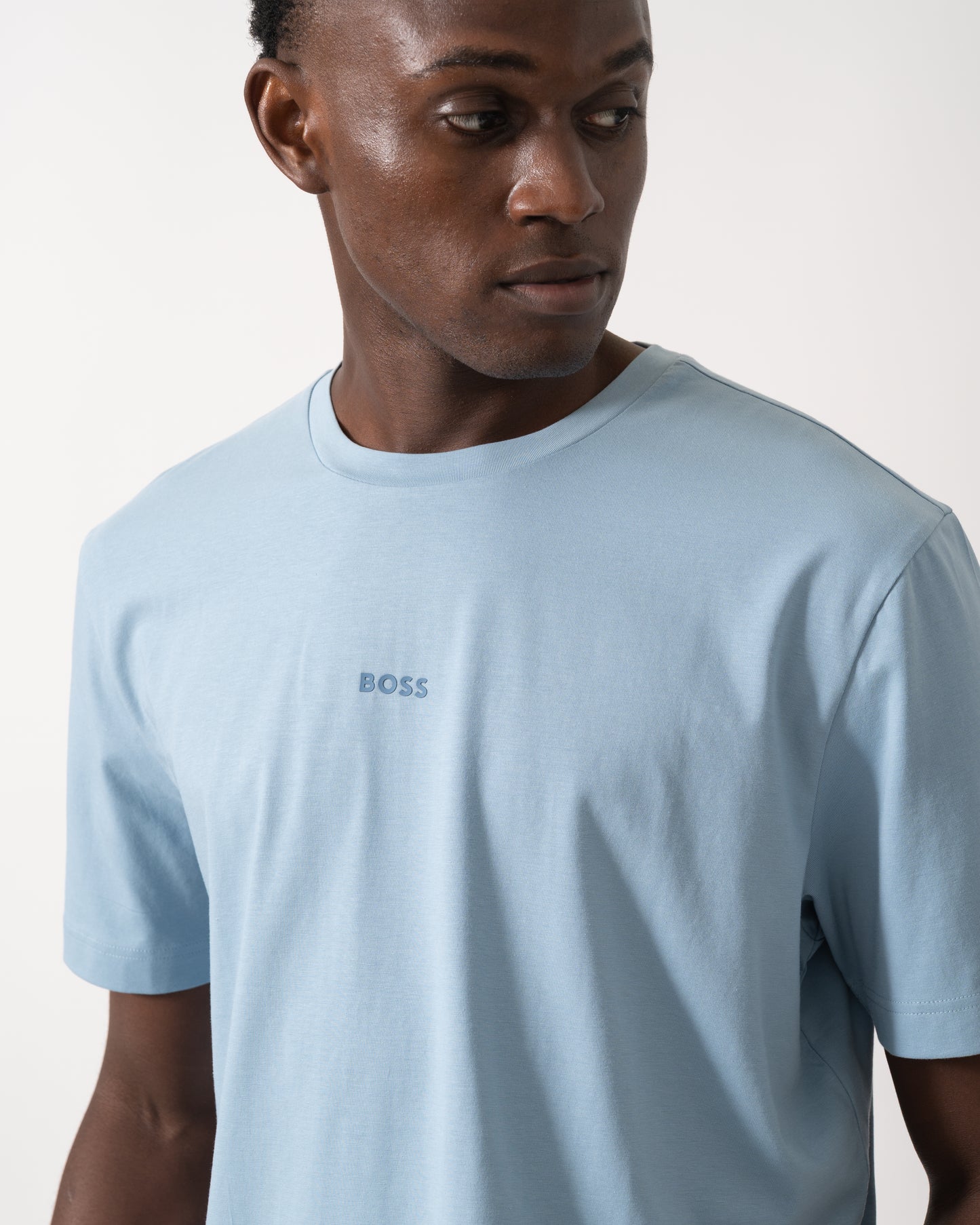 BOSS Orange TChup Mens Crew Neck Small Logo T-Shirt - Light/Pastel Blue 451