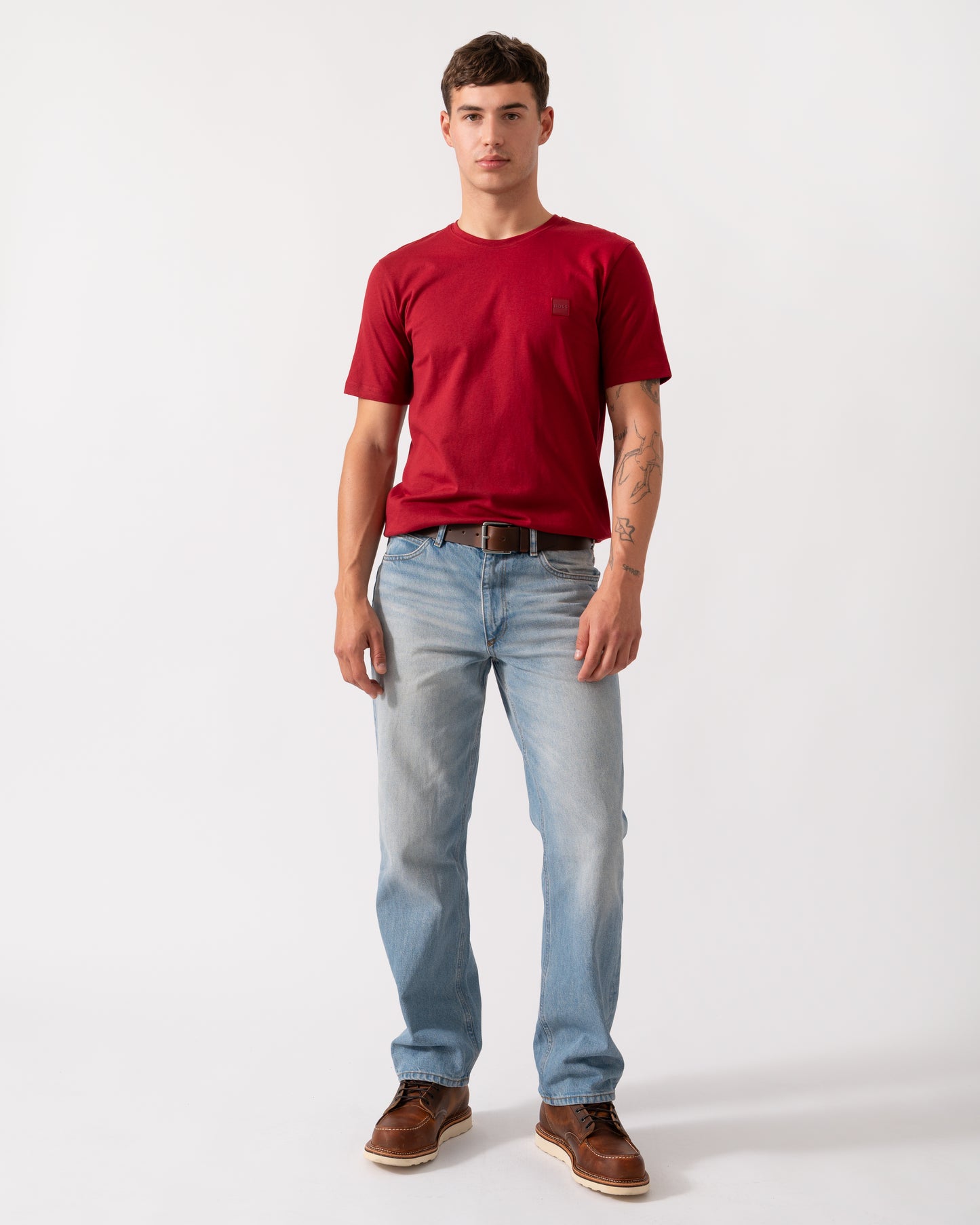 BOSS Orange Tales Mens Cotton-Jersey T-shirt With Logo Patch - Medium Red 614