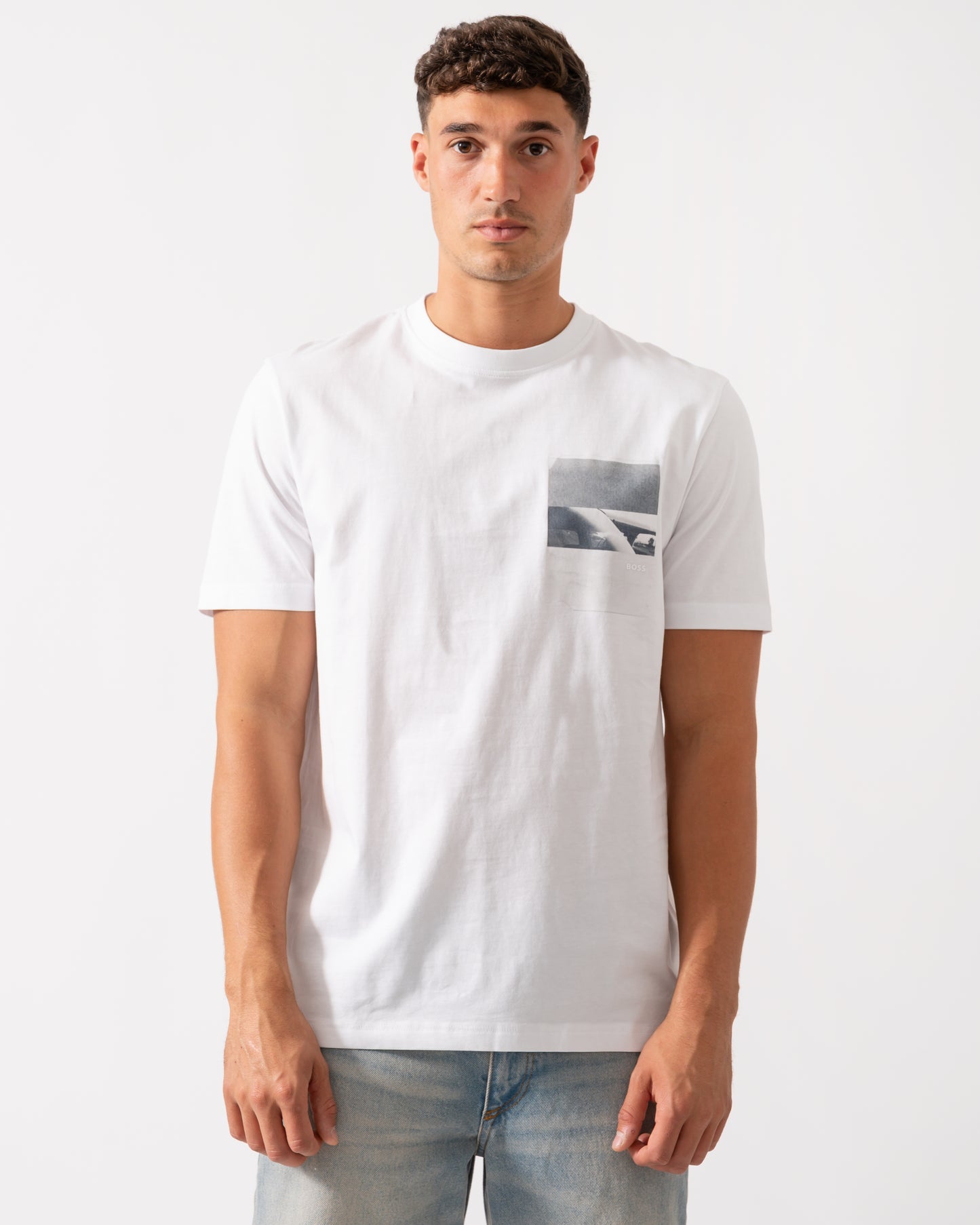 BOSS Orange Te Container Mens Graphic Print T-Shirt - White 100