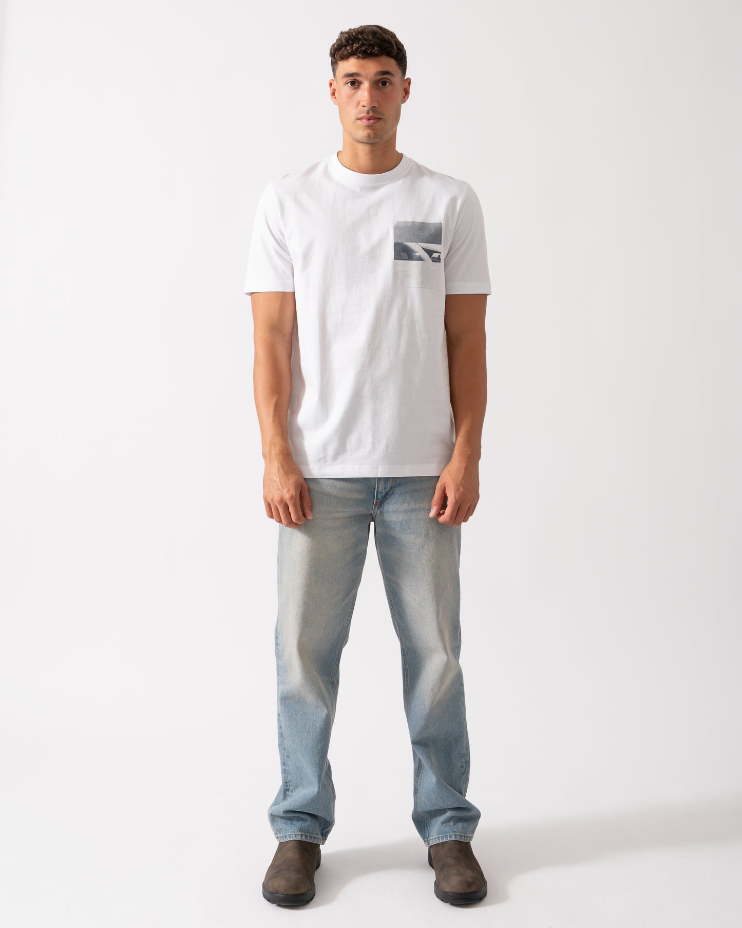 BOSS Orange Te Container Mens Graphic Print T-Shirt - White 100