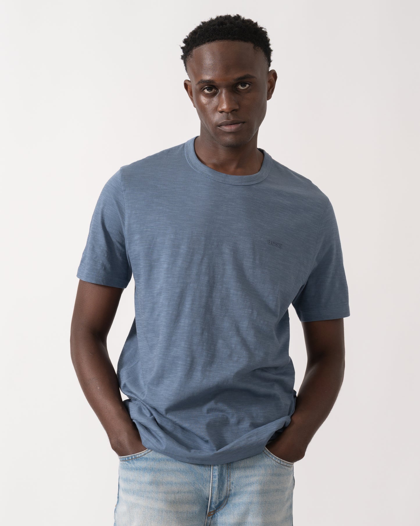 BOSS Orange Tegood Mens Crew Neck T-Shirt - Open Blue 495