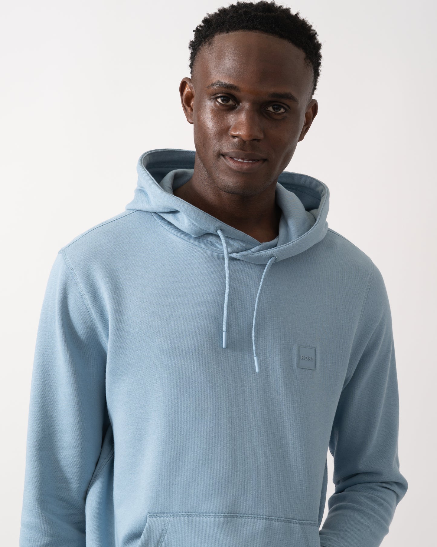 BOSS Orange Wetalk Mens Pullover Hoodie With Logo Patch - Light/Pastel Blue 451