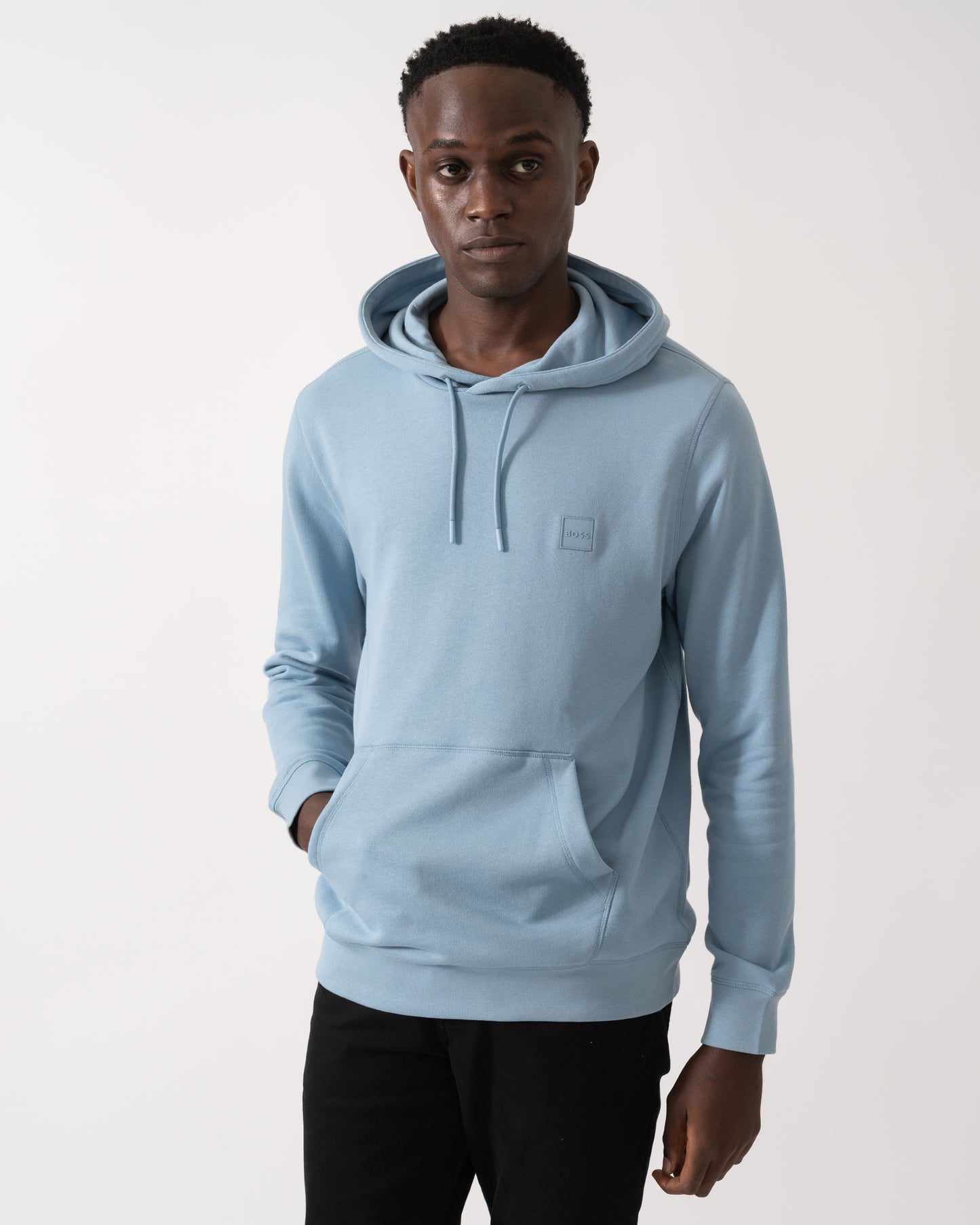BOSS Orange Wetalk Mens Pullover Hoodie With Logo Patch - Light/Pastel Blue 451