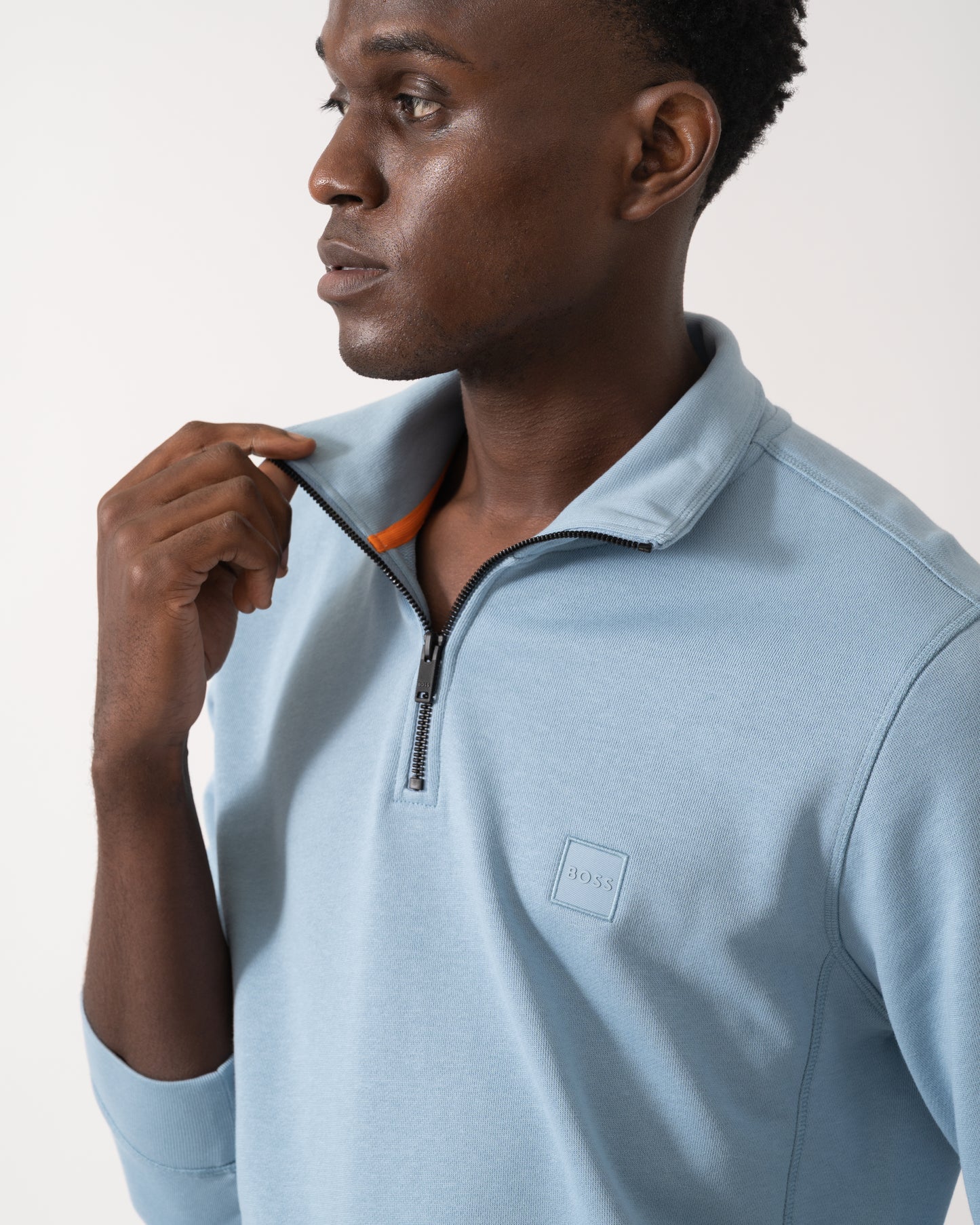 BOSS Orange Zetrust Mens 1/4 Zip Sweatshirt - Light/Pastel Blue 451