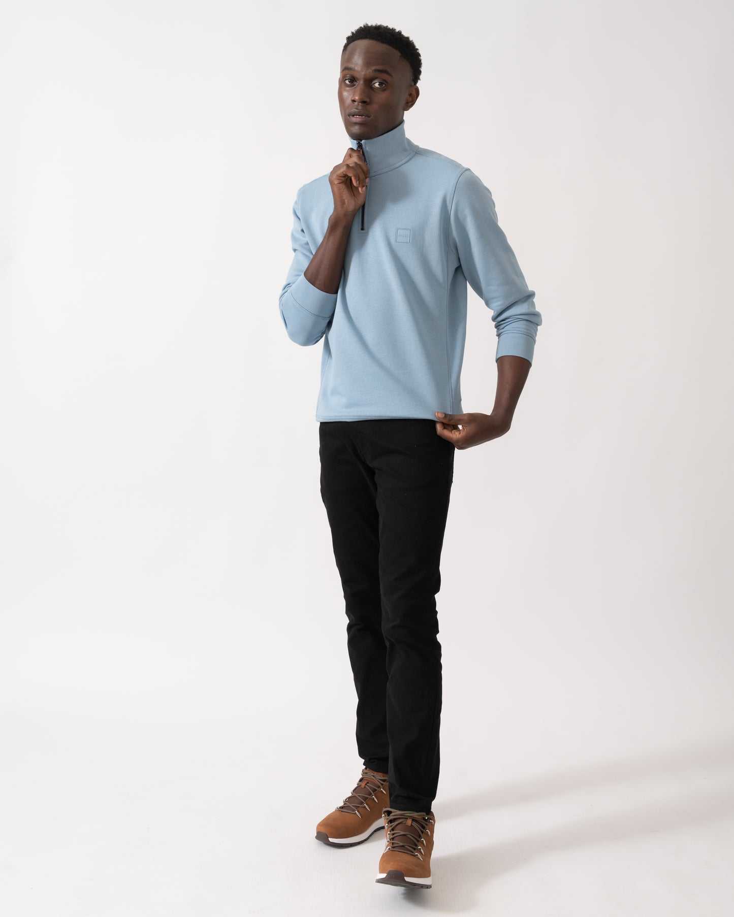 BOSS Orange Zetrust Mens 1/4 Zip Sweatshirt - Light/Pastel Blue 451