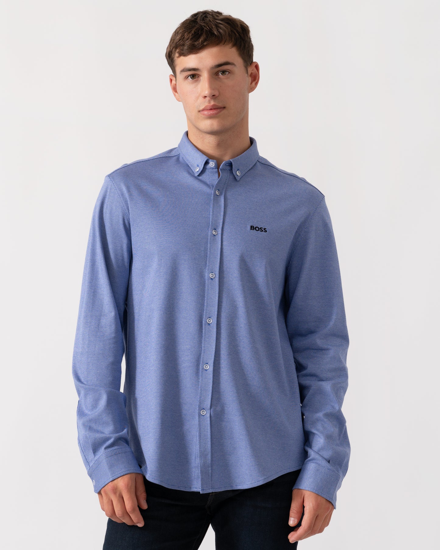 BOSS Green B_Motion Mens Regular-Fit Shirt in Dynamic Cotton Jersey  - Medium Blue 422