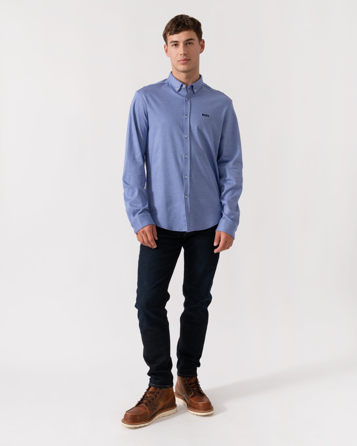 BOSS Green B_Motion Mens Regular-Fit Shirt in Dynamic Cotton Jersey - Medium Blue 422