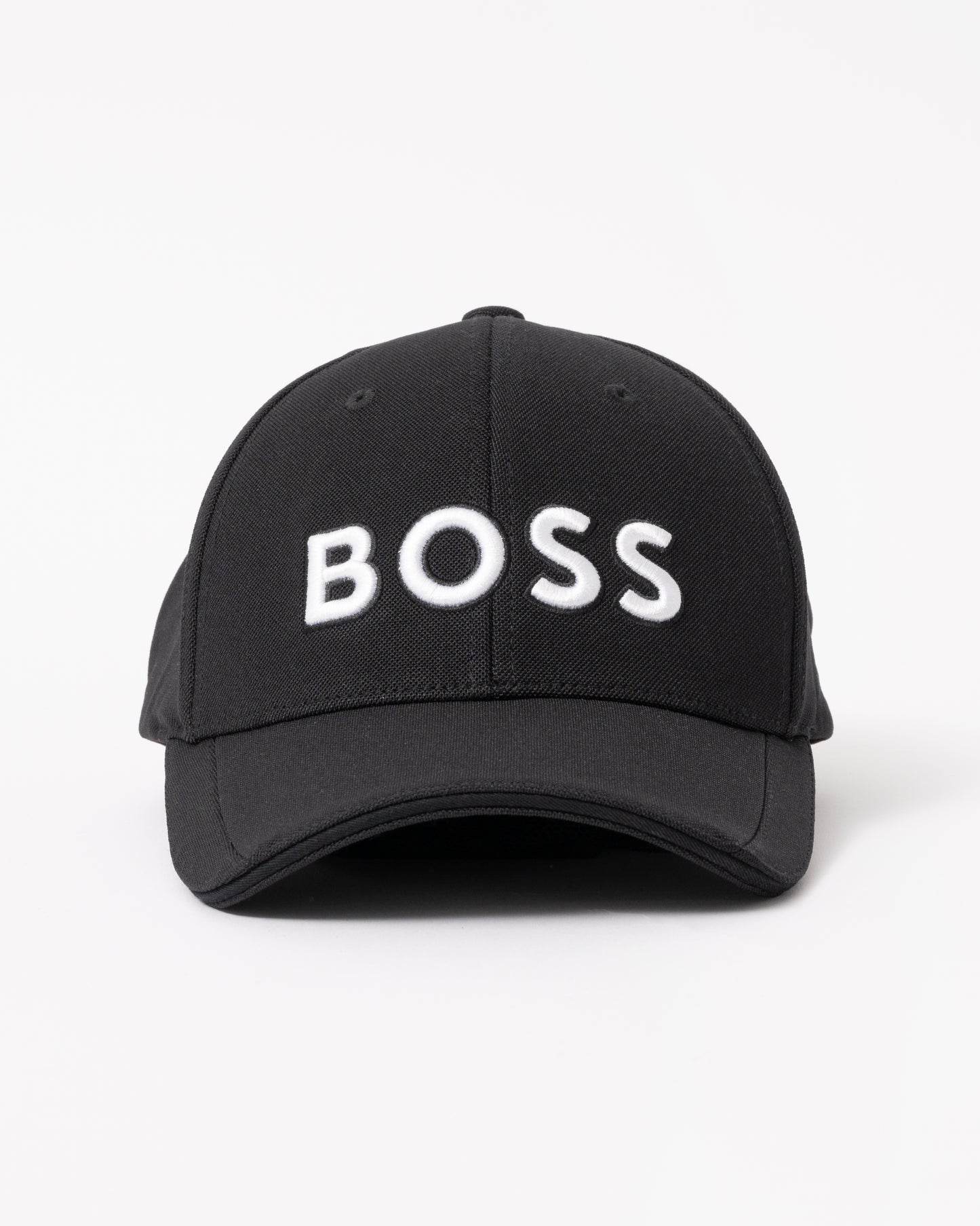 BOSS Green Cap-US-1 Mens Knitted-Piqué Six-Panel Cap with Embroidered Logo - Black 002
