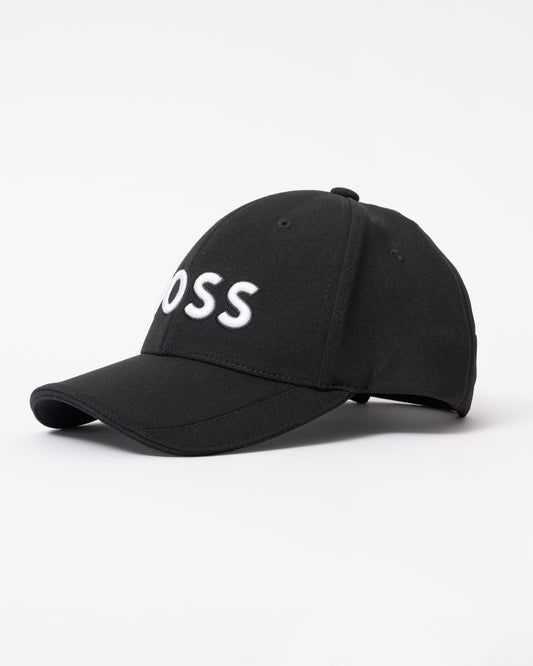 BOSS Green Cap-US-1 Mens Knitted-Piqué Six-Panel Cap with Embroidered Logo - Black 002