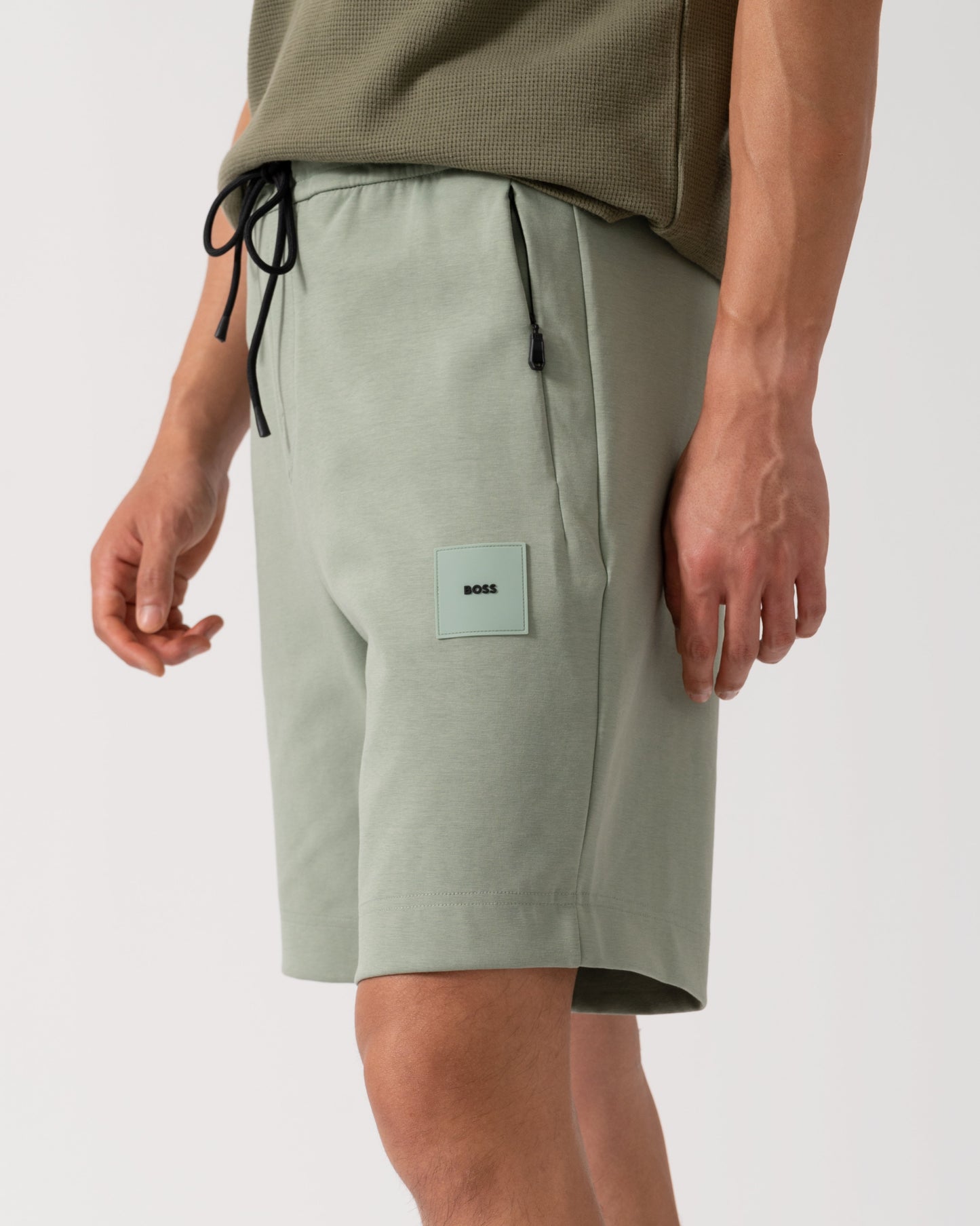 BOSS Green Headlo Rib Mens Shorts - Open Green 357