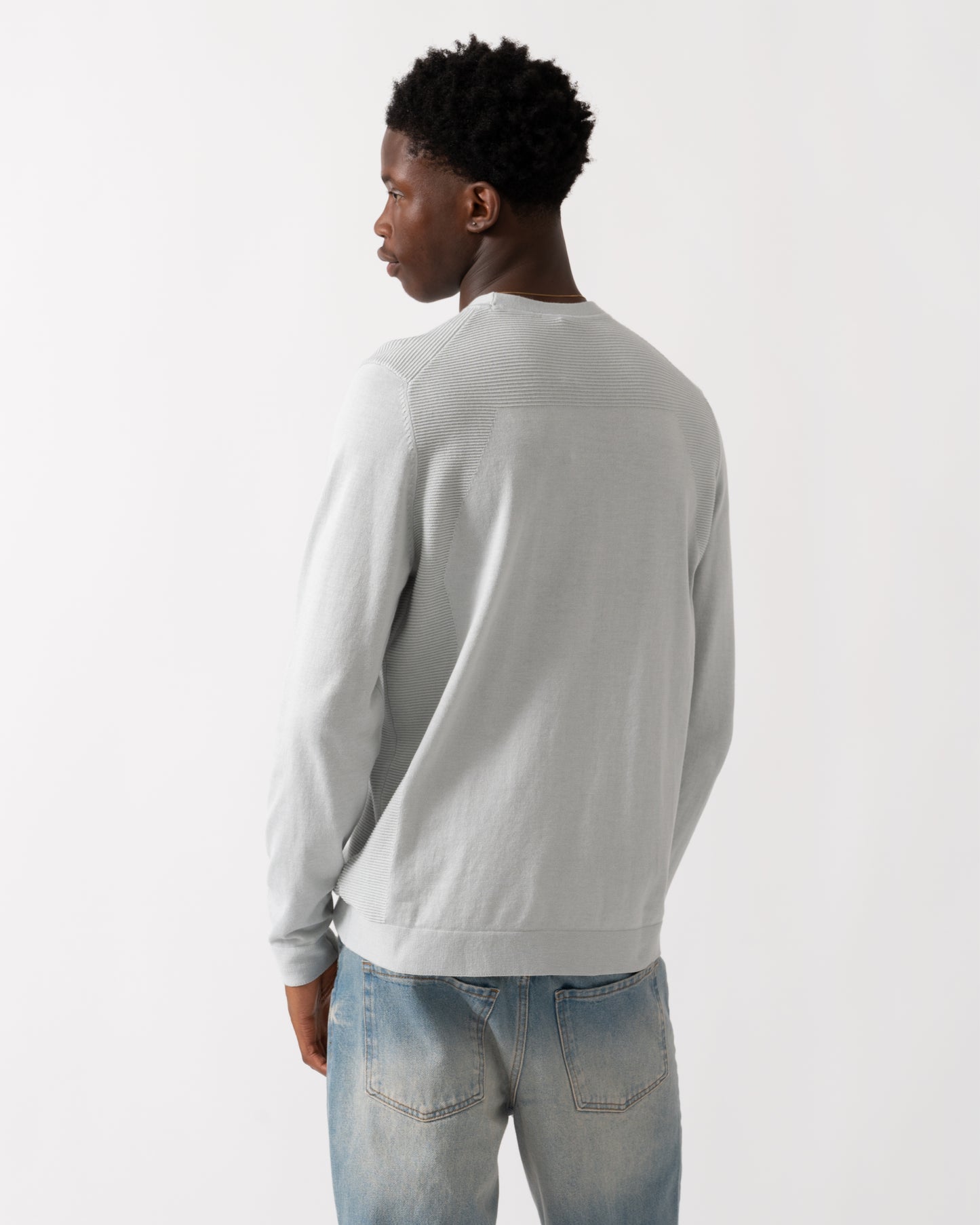BOSS Green Momentum-Lite Mens Crew Neck Jumper - Light/Pastel Grey 054