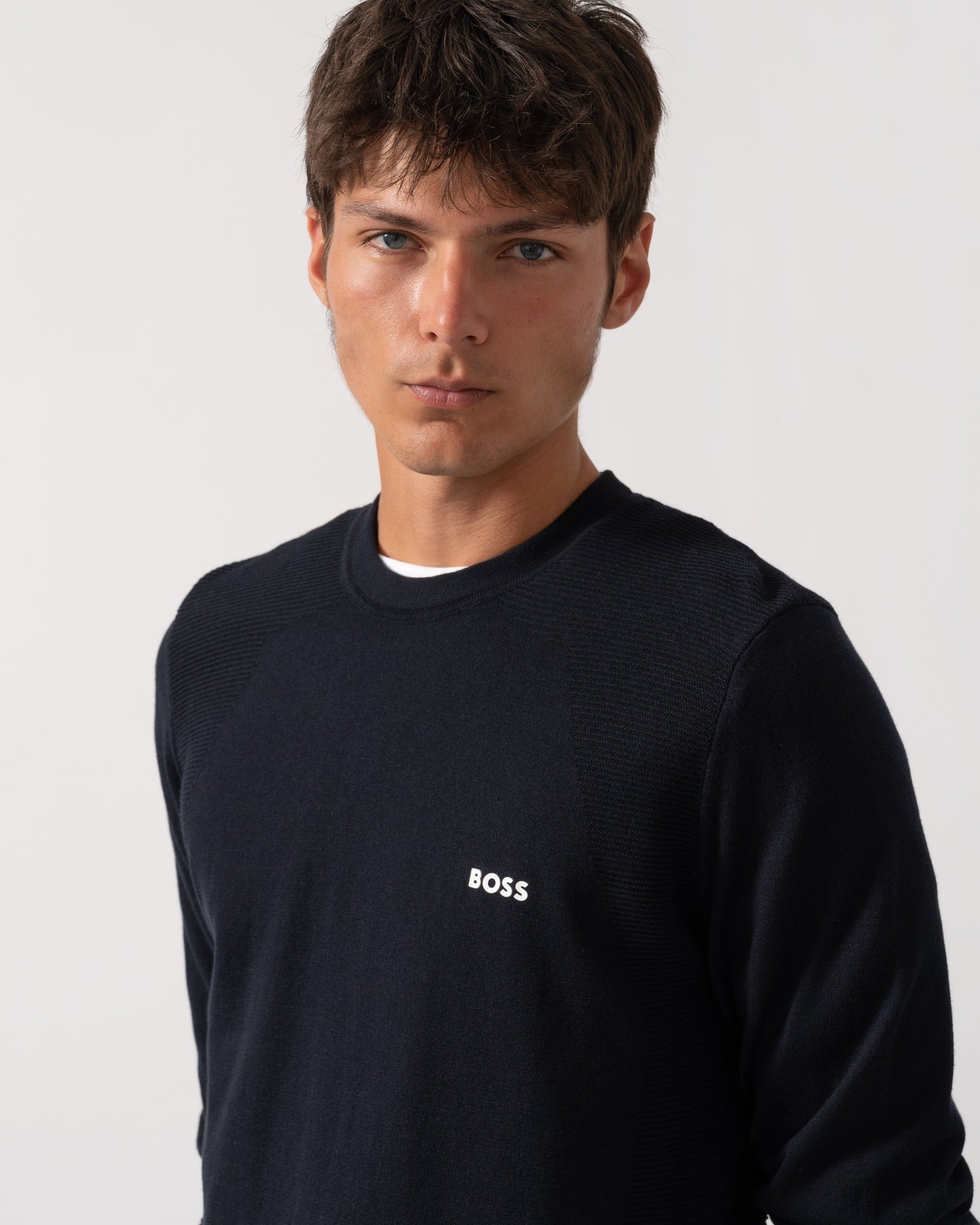 BOSS Green Momentum Lite Mens Crew Neck Jumper - Dark Blue 402