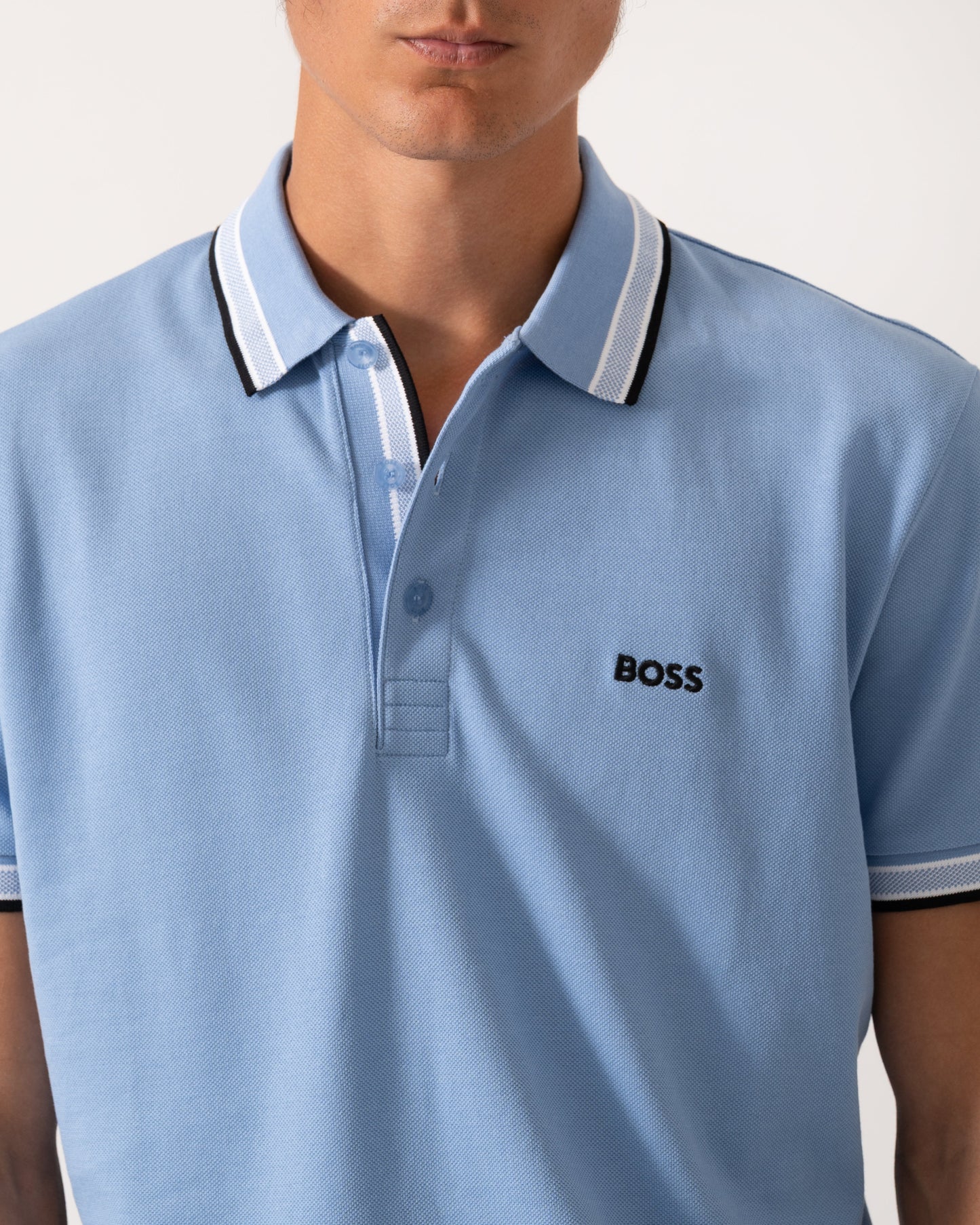 BOSS Green Paddy Contrast Mens Polo - Bright Blue 430