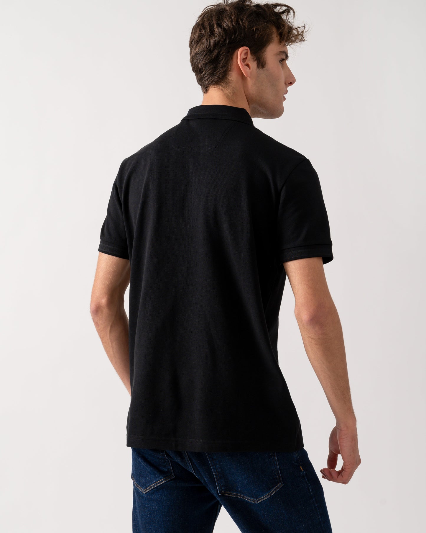 BOSS Green Paddy Mens Cotton-Piqué Polo Shirt with Contrast Logo - Black 009